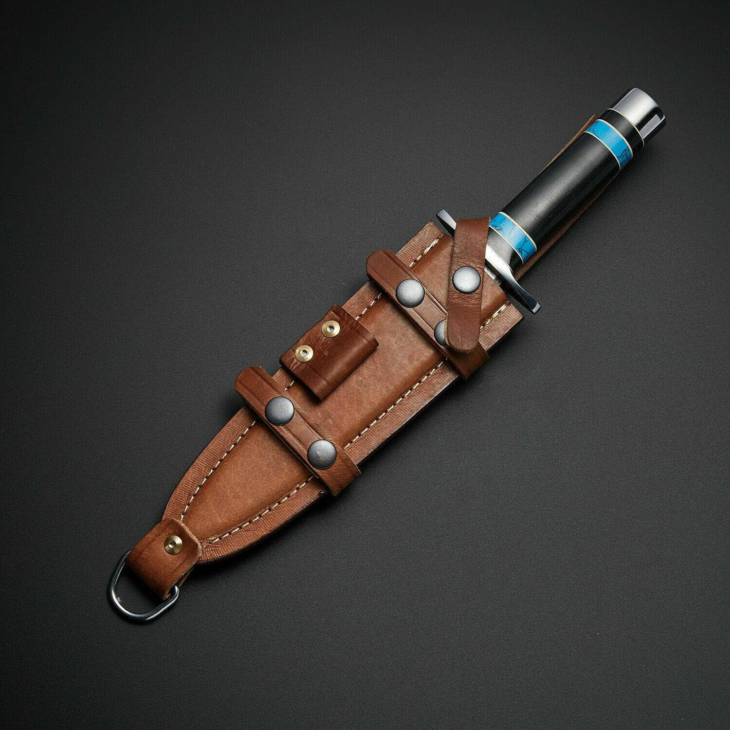 Handmade Damascus Steel Knife | 12" Arkansas Toothpick Dagger, Custom Collectible Art Blade with Leather Sheath, Unique Gift for Him & Dad - image 4