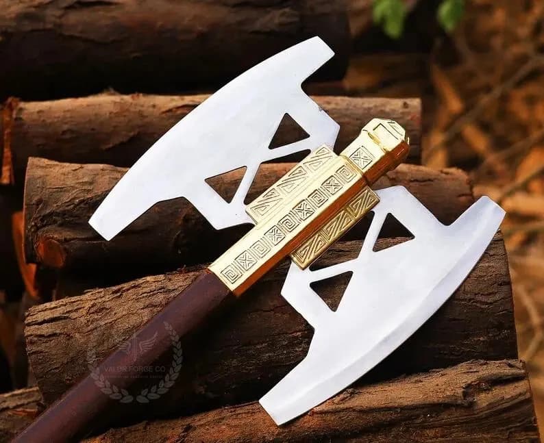 Handmade Dwarven Axe Prop, Double Blade High Carbon Steel, Medieval Cosplay Decor - image 5