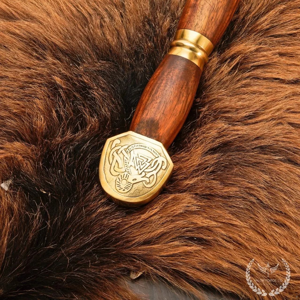 Handmade Damascus Steel Viking Sword, Rosewood Handle, Engraved Brass Fittings, Medieval Replica Display, Custom Gift, Norse Decor - image 5