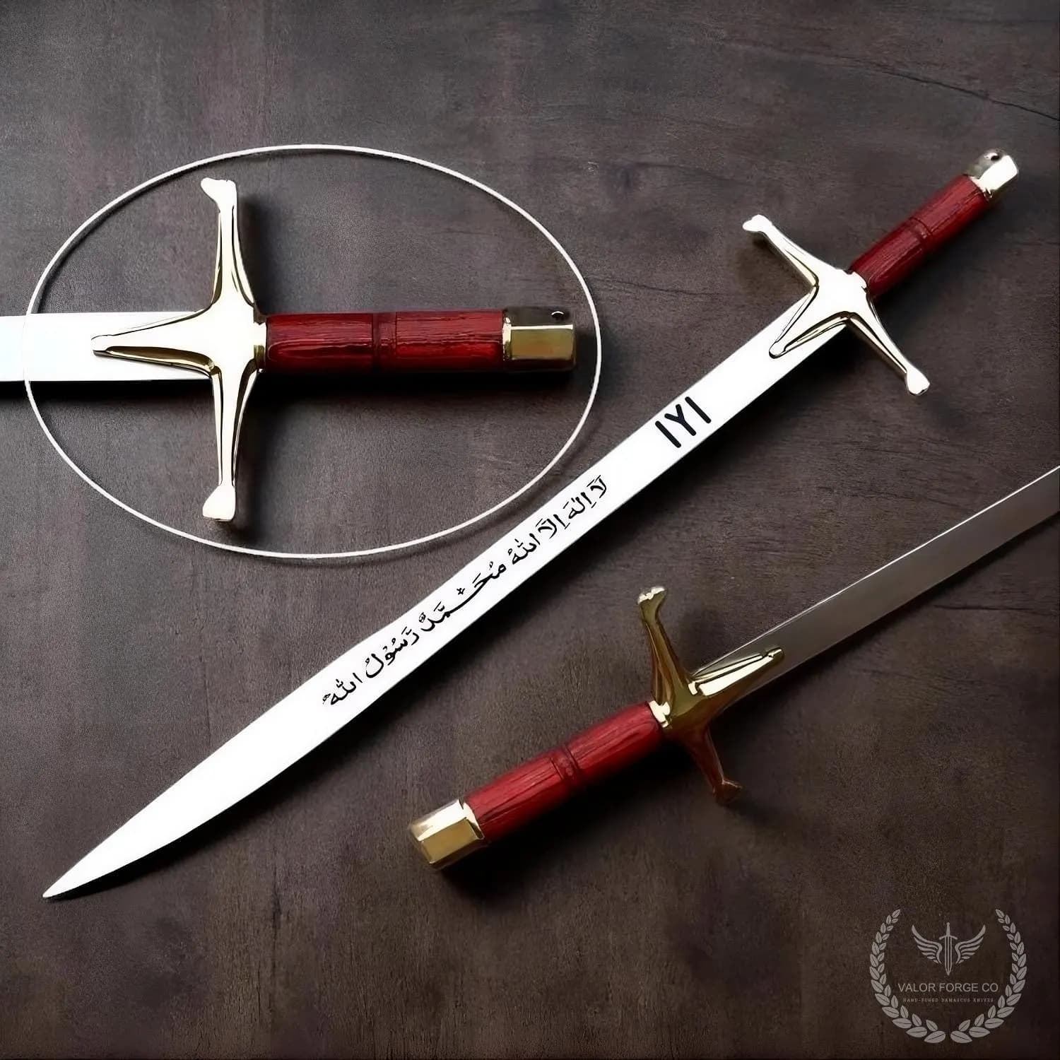 Handmade Ertugrul Ghazi Inspired Sword, Handmade Arabic Calligraphy Ottoman Sword with Leather Sheath & Wooden Display Stand, Gifts for Men