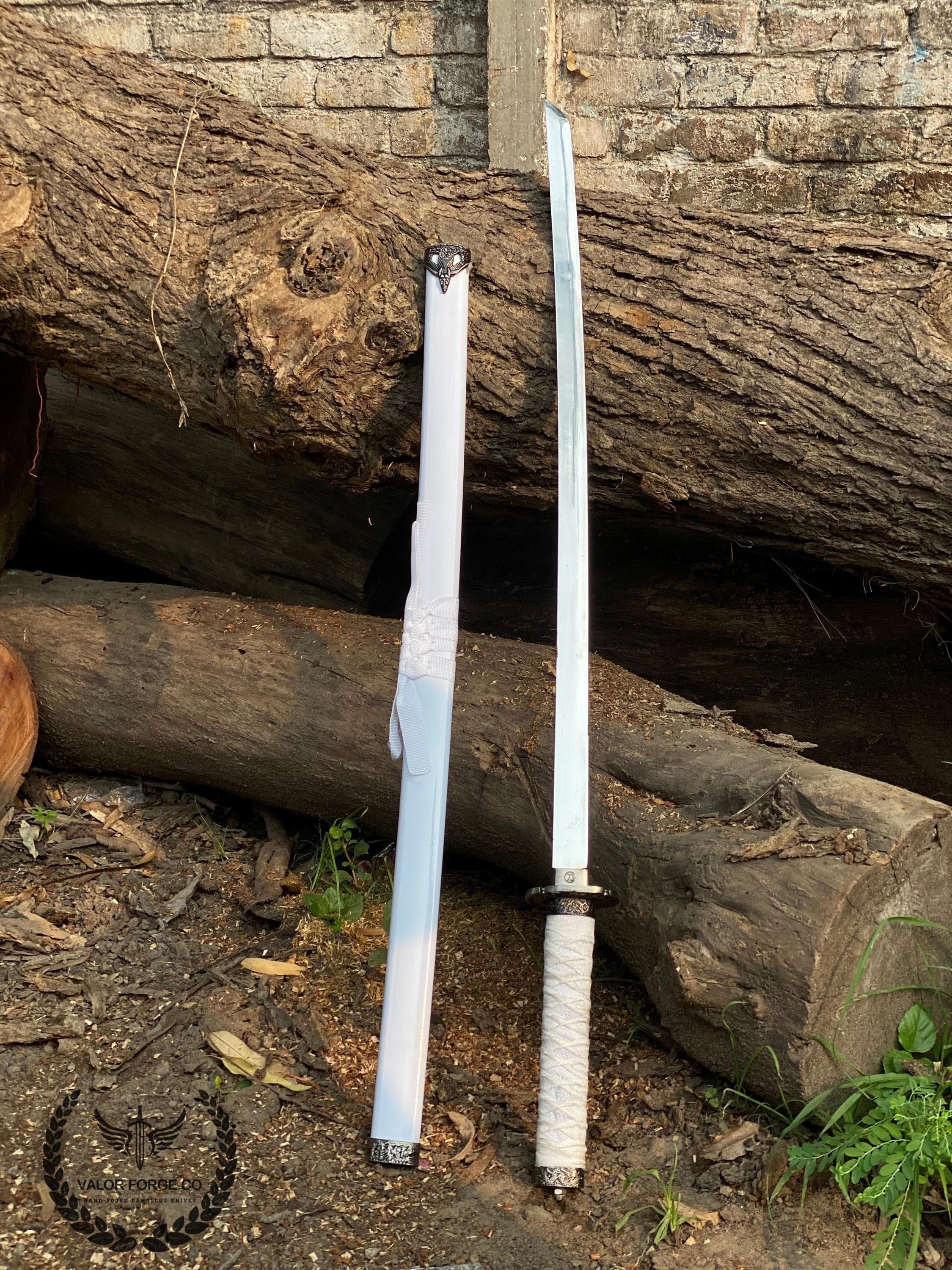 White Katana Replica – Stainless Steel Samurai Sword Display, Cosplay Prop - image 2