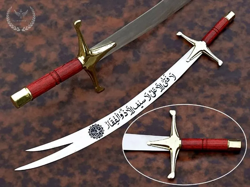 Handmade Zulfiqar Sword – 5160 Carbon Steel Islamic Talwar Display Decor with Leather Sheath Collectible, Home Decor Sword - image 2