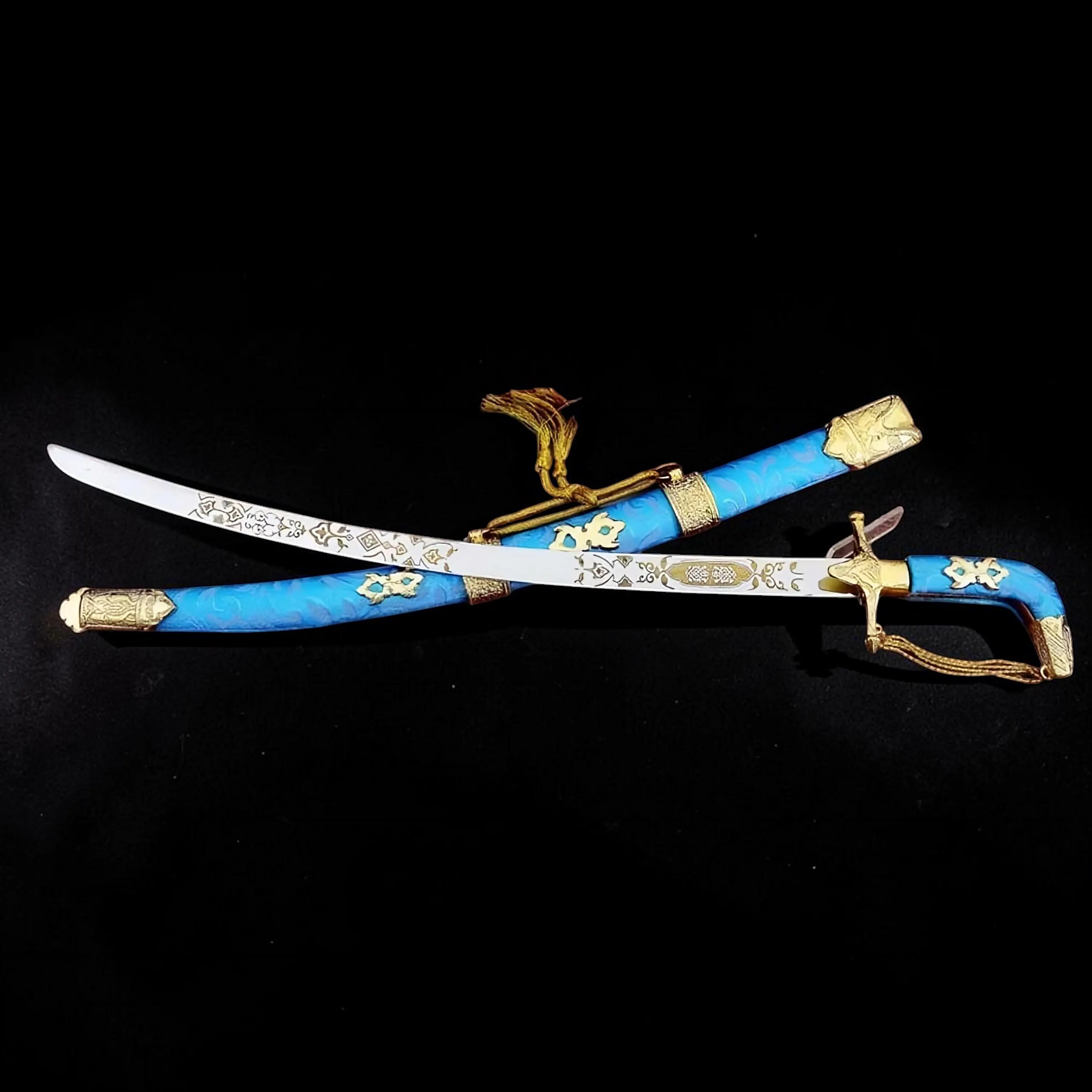 Personalized Brown & Gold Ceremonial Scimitar Sword | Groomsman Gift with Engraving | Handmade Wedding Keepsake Display - image 4