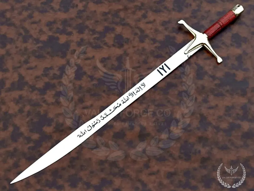 Handmade Ertugrul Ghazi Inspired Sword, Handmade Arabic Calligraphy Ottoman Sword with Leather Sheath & Wooden Display Stand, Gifts for Men - image 3