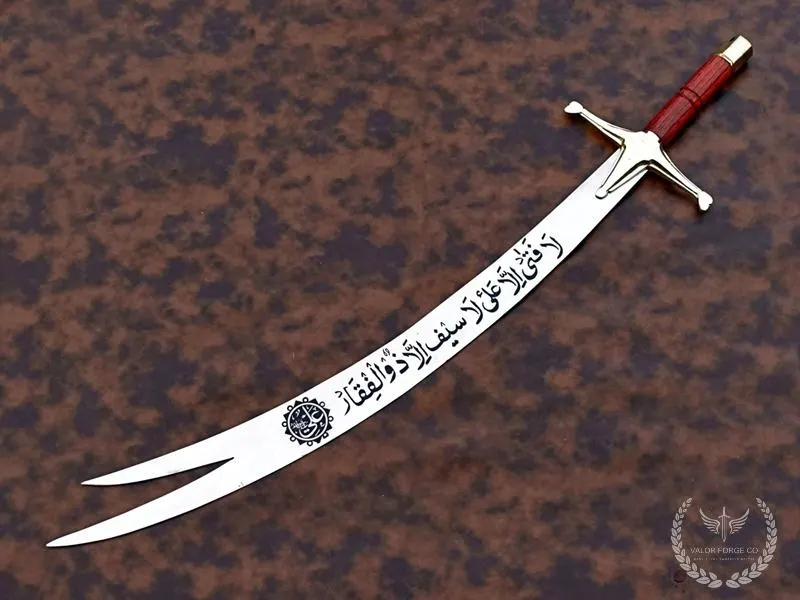 Handmade Zulfiqar Sword – 5160 Carbon Steel Islamic Talwar Display Decor with Leather Sheath Collectible, Home Decor Sword - image 3