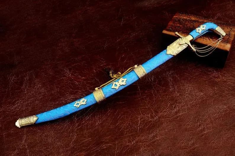 Personalized Brown & Gold Ceremonial Scimitar Sword | Groomsman Gift with Engraving | Handmade Wedding Keepsake Display - image 5