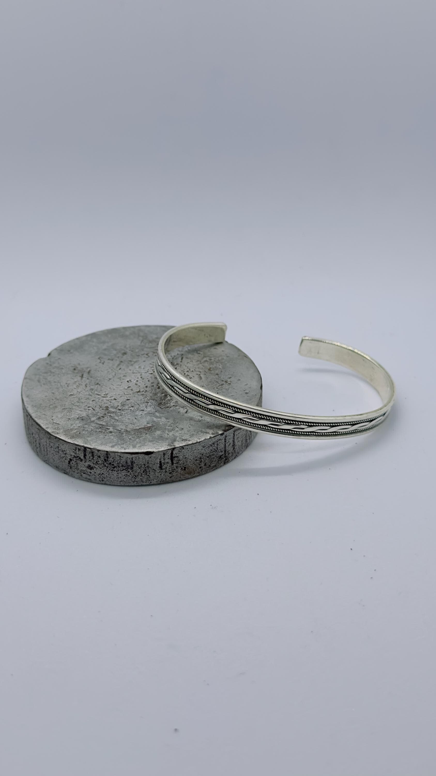 925 Sterling Silver Cuff Bracelet, Braided Design, Fathers Day Gift - image 5