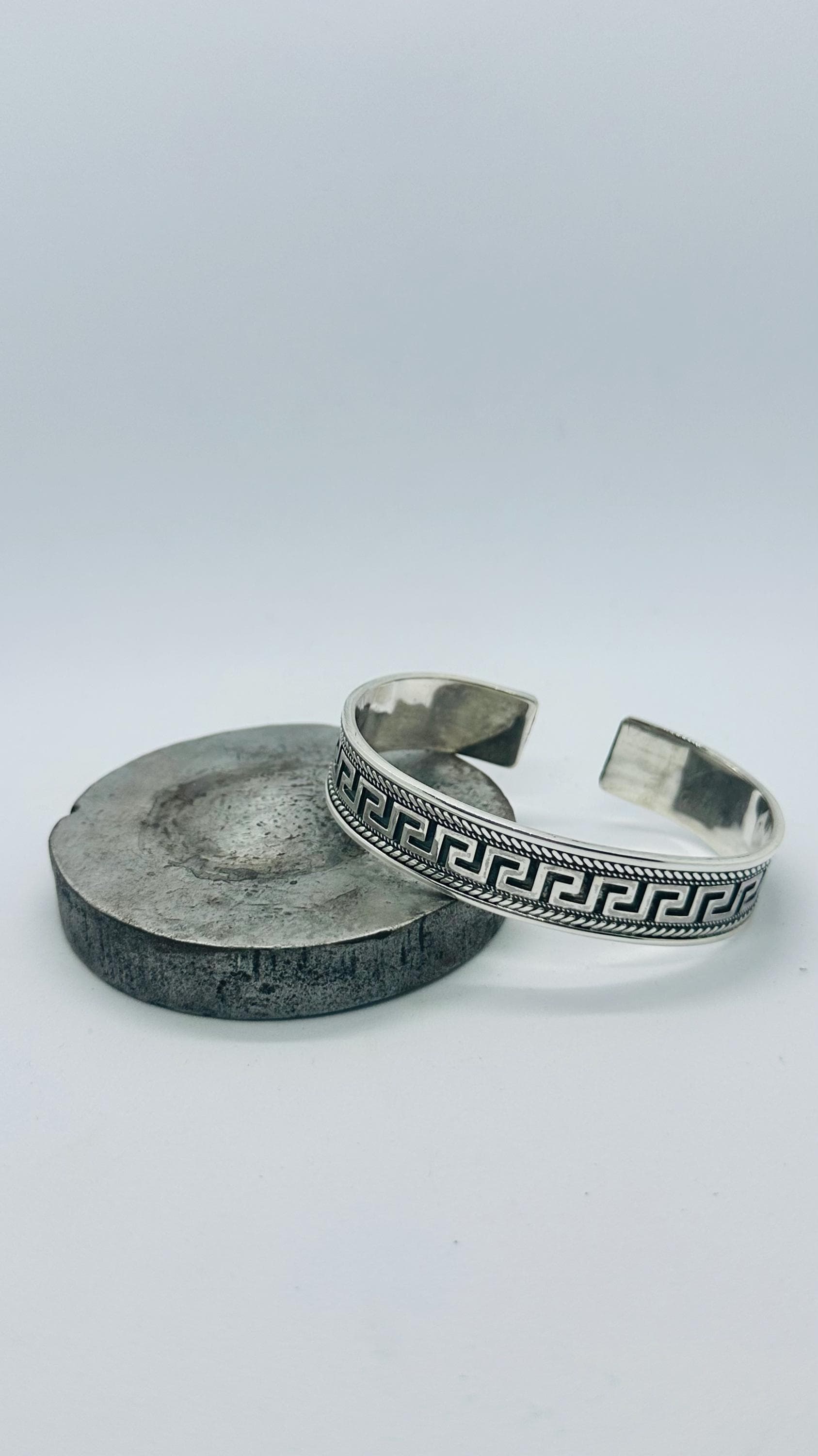 Greek Key Silver Bracelet, Mens Cuff Bracelet,Fathers Day Gift - image 3