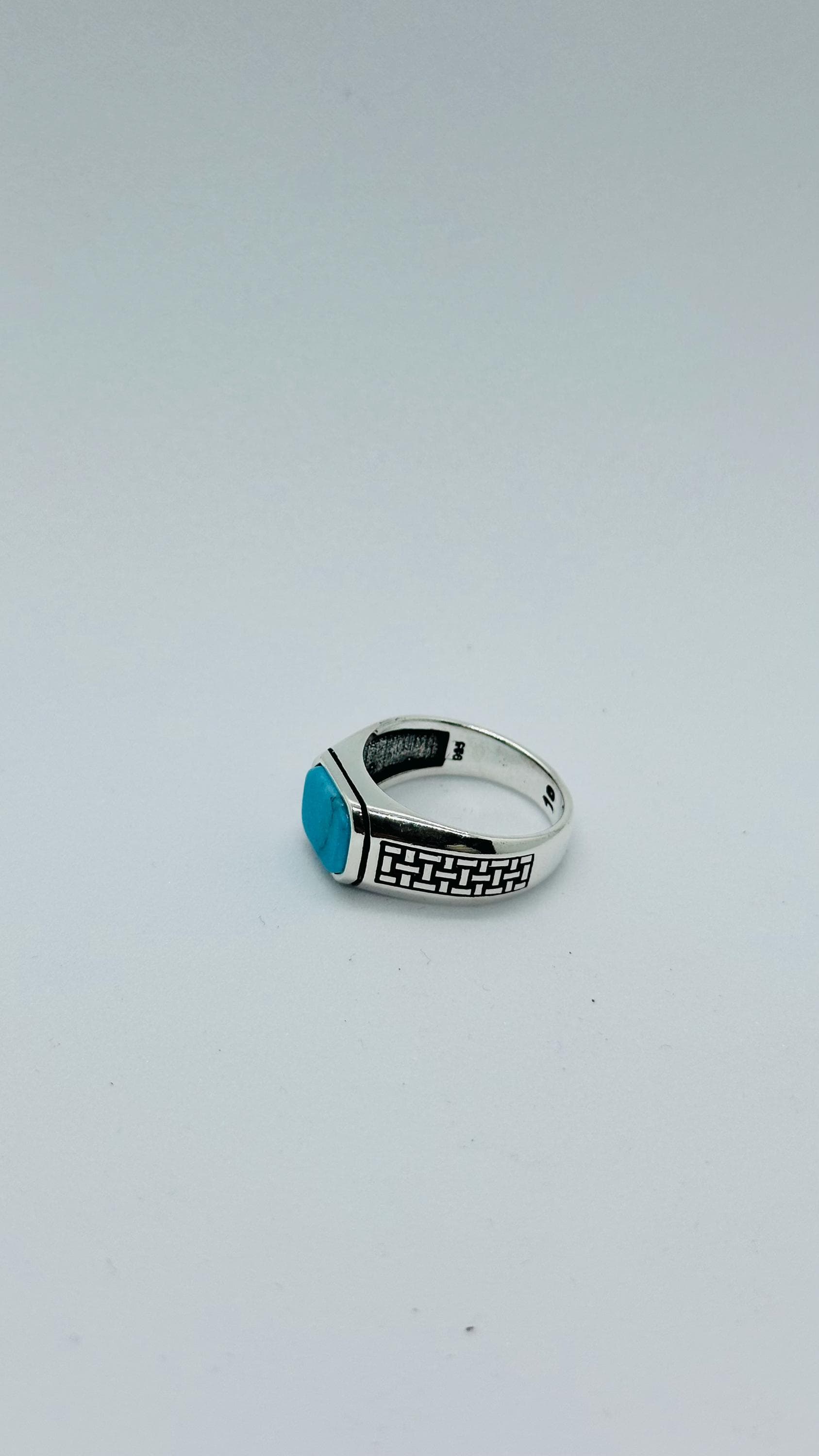 Turquoise Stone Silver Men’s Ring, Modern Gift for Him, Fathers Day Gift - image 4