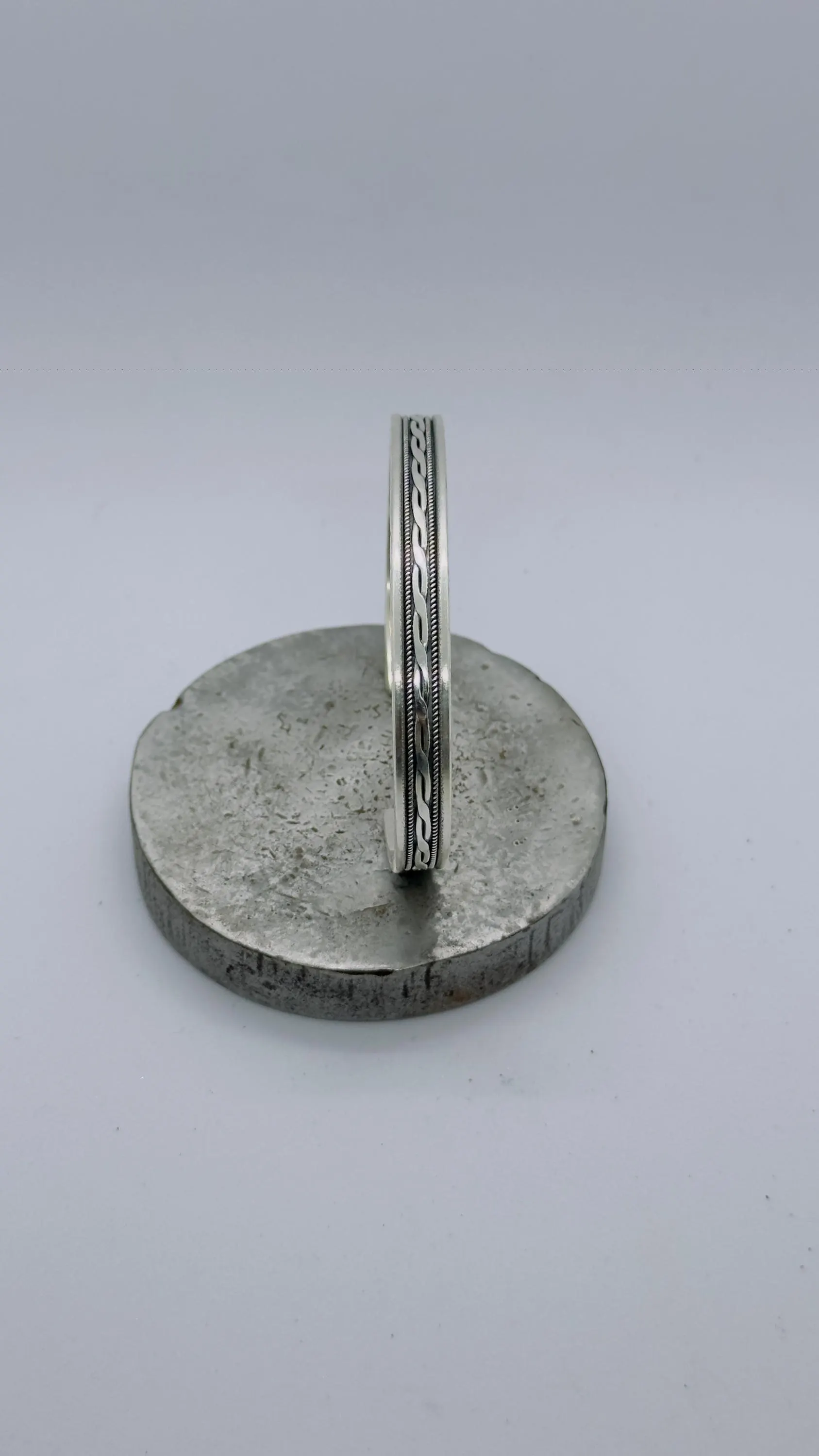 925 Sterling Silver Cuff Bracelet, Braided Design, Fathers Day Gift - image 3