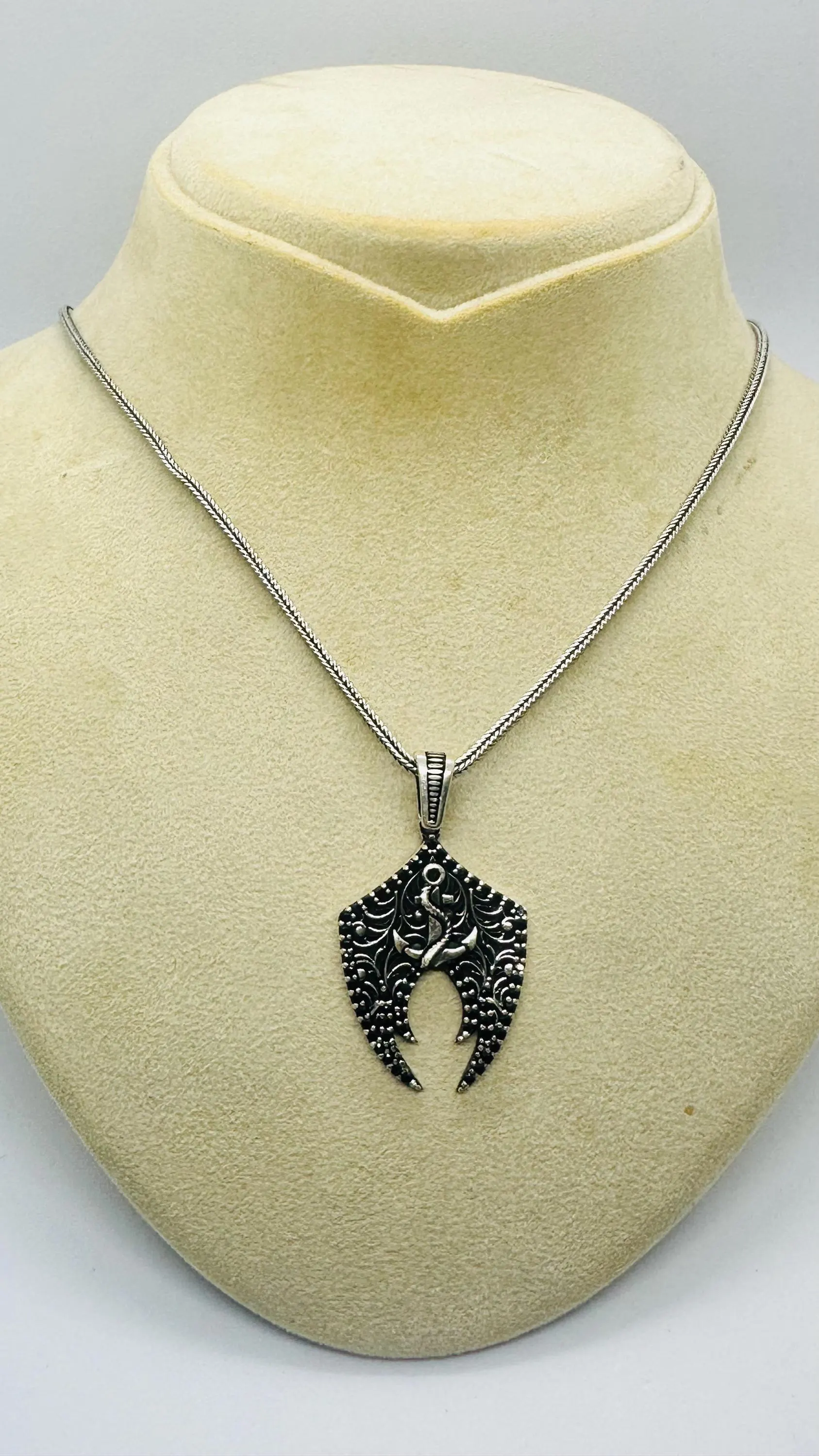 Sterling Silver Anchor Pendant Necklace, Viking Style Fathers Day Gift - image 5