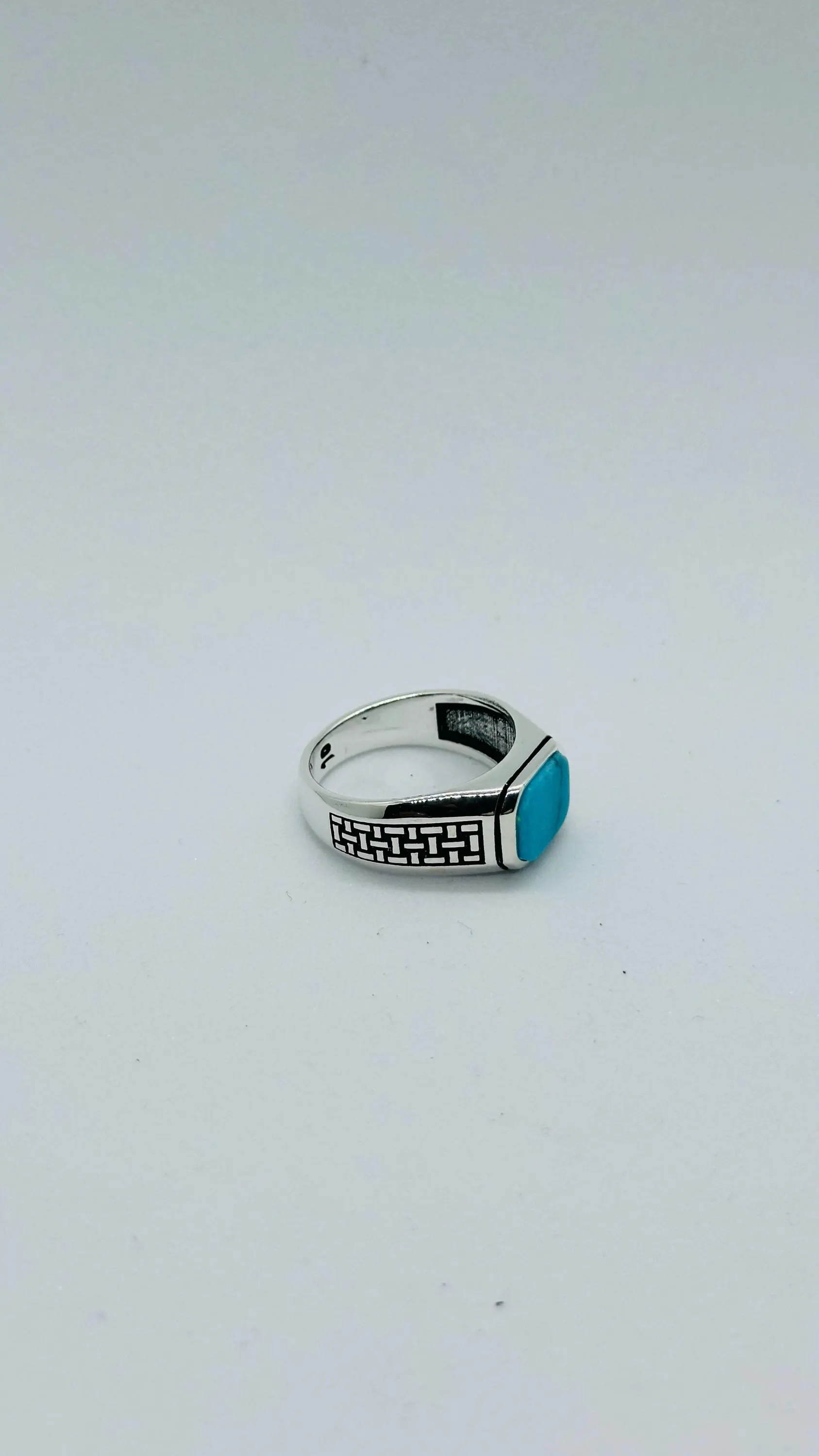 Turquoise Stone Silver Men’s Ring, Modern Gift for Him, Fathers Day Gift - image 5