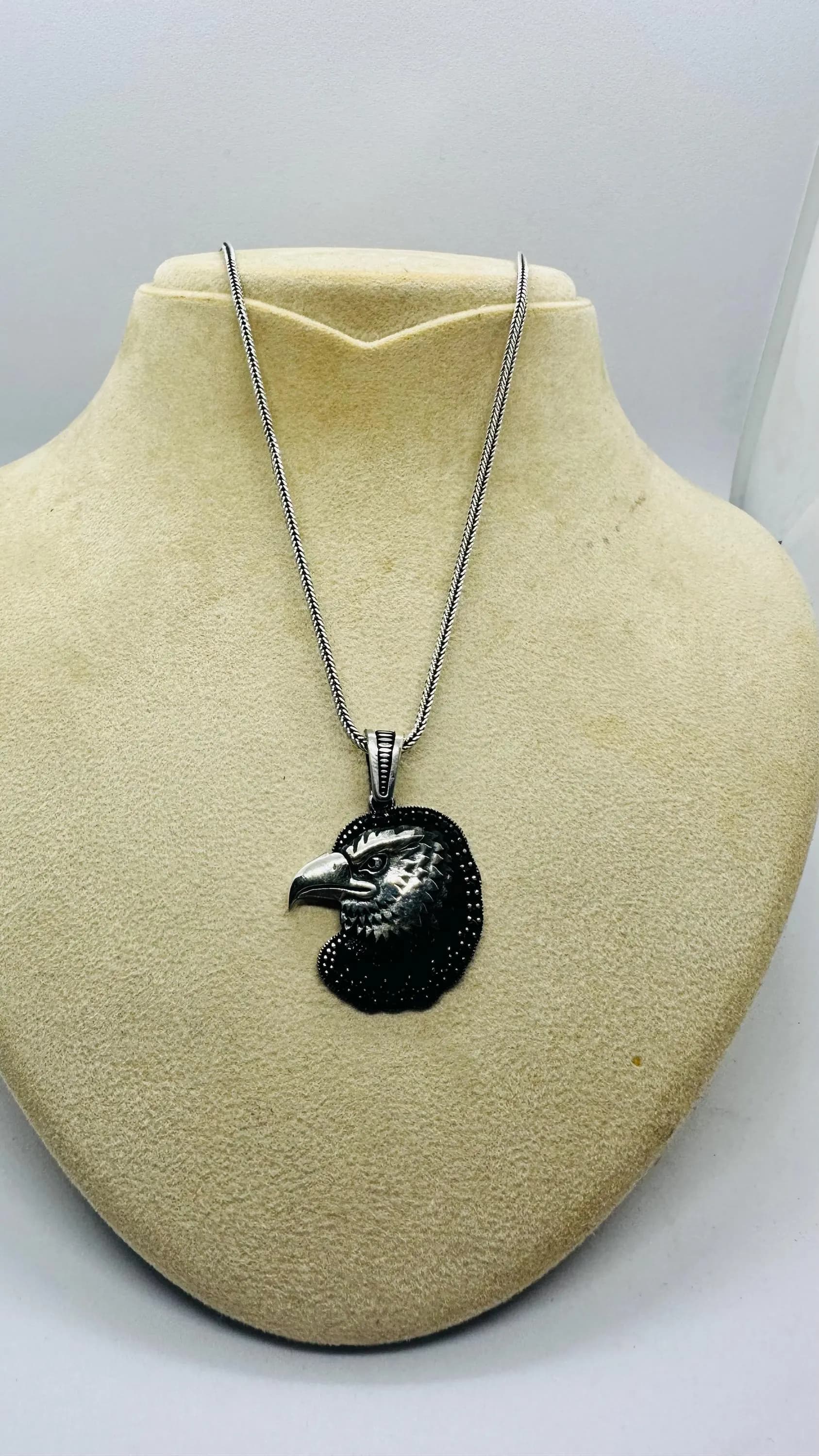 925 Sterling Silver Eagle Necklace for Men, Oxidized Bird Pendant, Fathers Day Gift - image 3