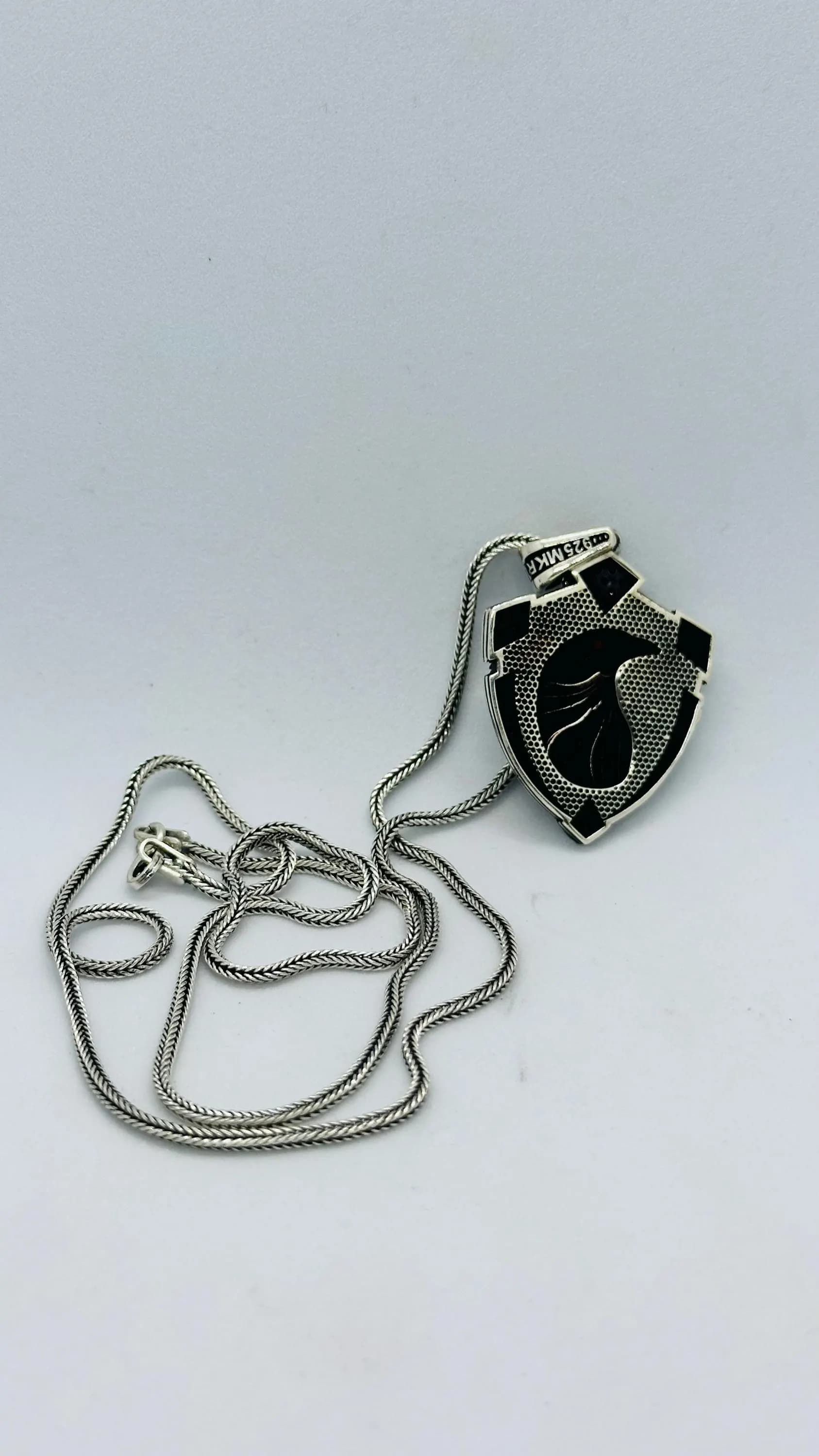 Fathers Day  Eagle Pendant Necklace, 925 Silver Shield Eagle Gift for Men - image 5