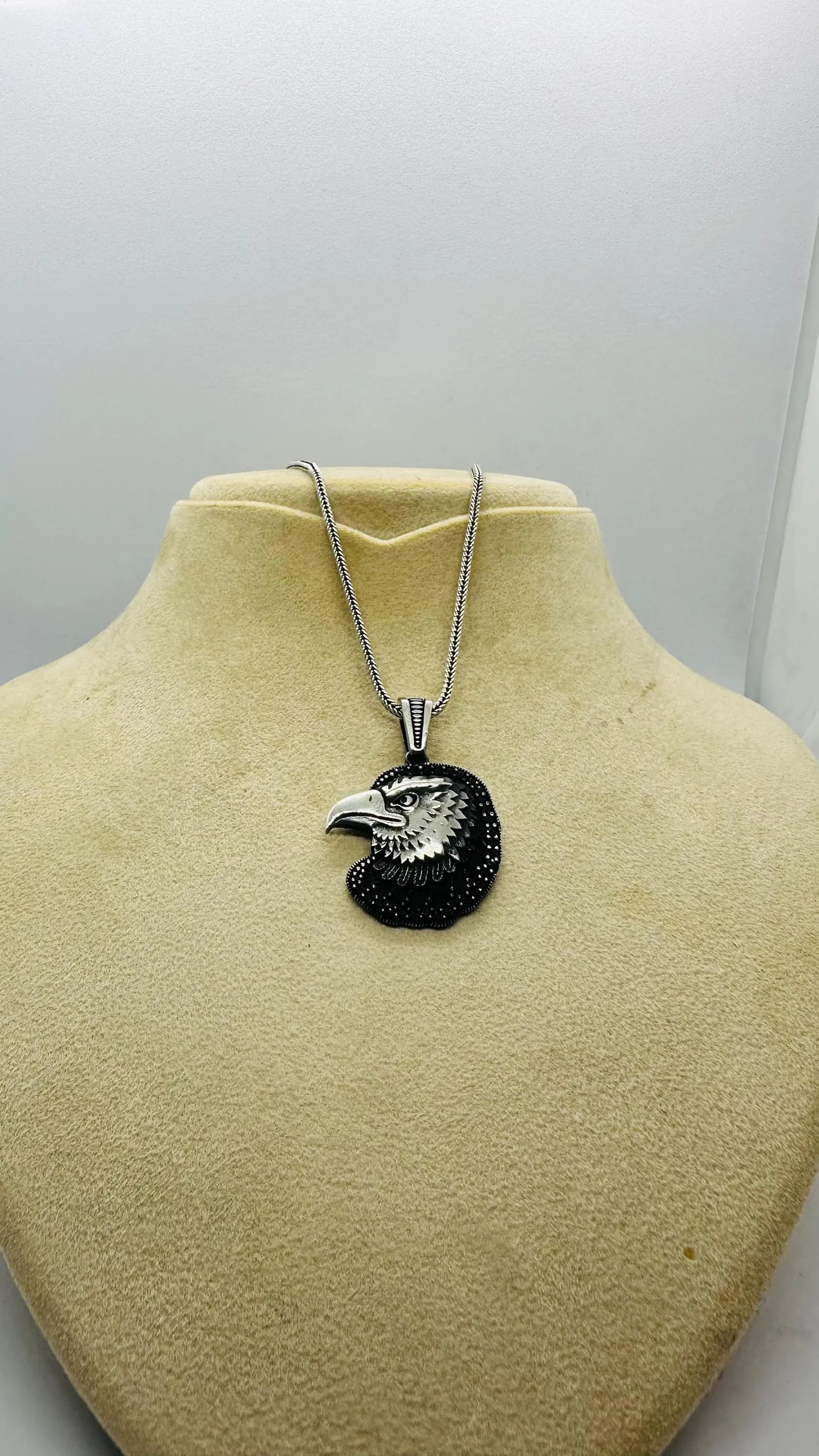 925 Sterling Silver Eagle Necklace for Men, Oxidized Bird Pendant, Fathers Day Gift