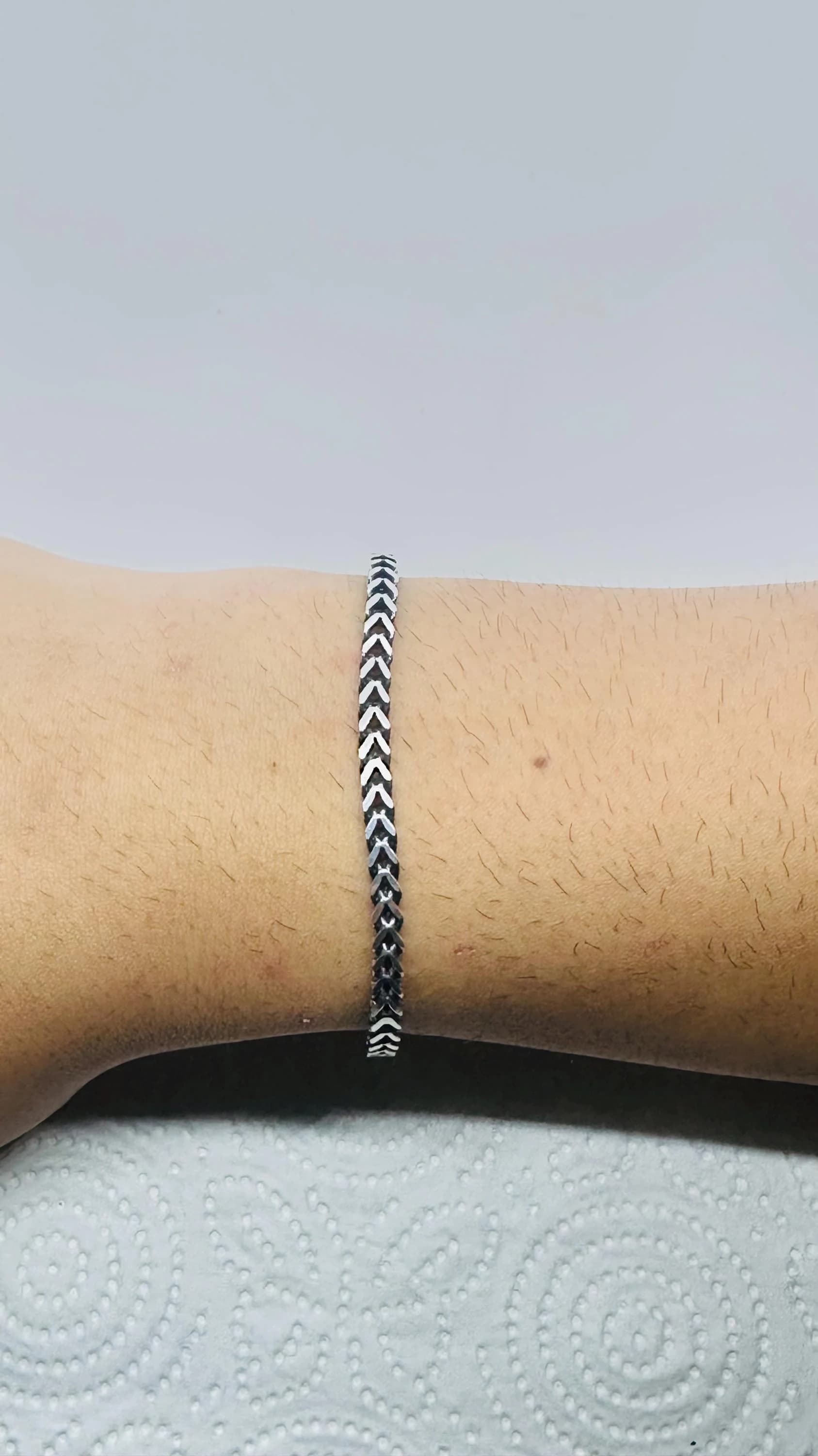 925 Silver Chevron Bracelet for Men – Minimalist Chain, Fathers Day Gift