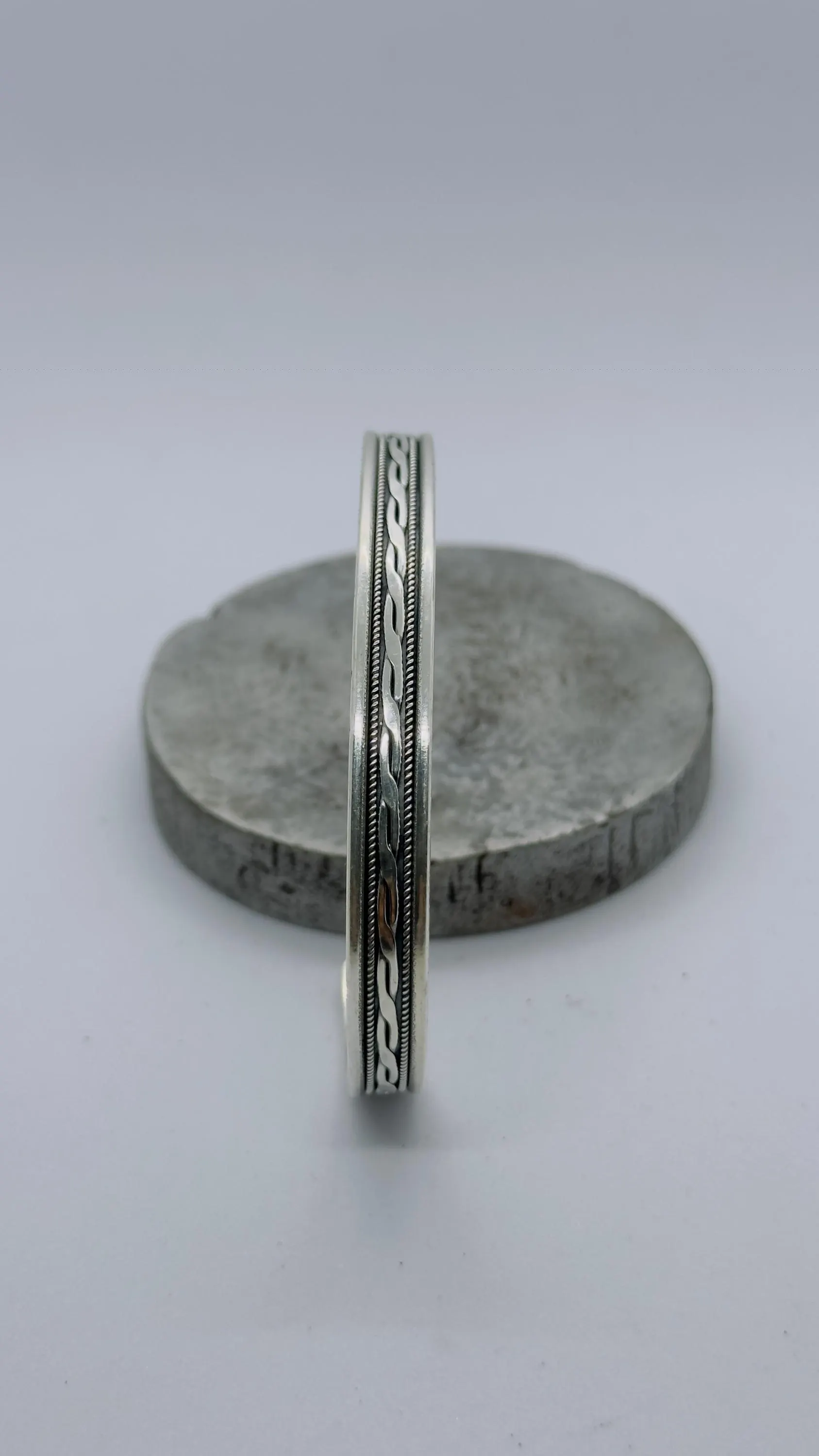 925 Sterling Silver Cuff Bracelet, Braided Design, Fathers Day Gift - image 4