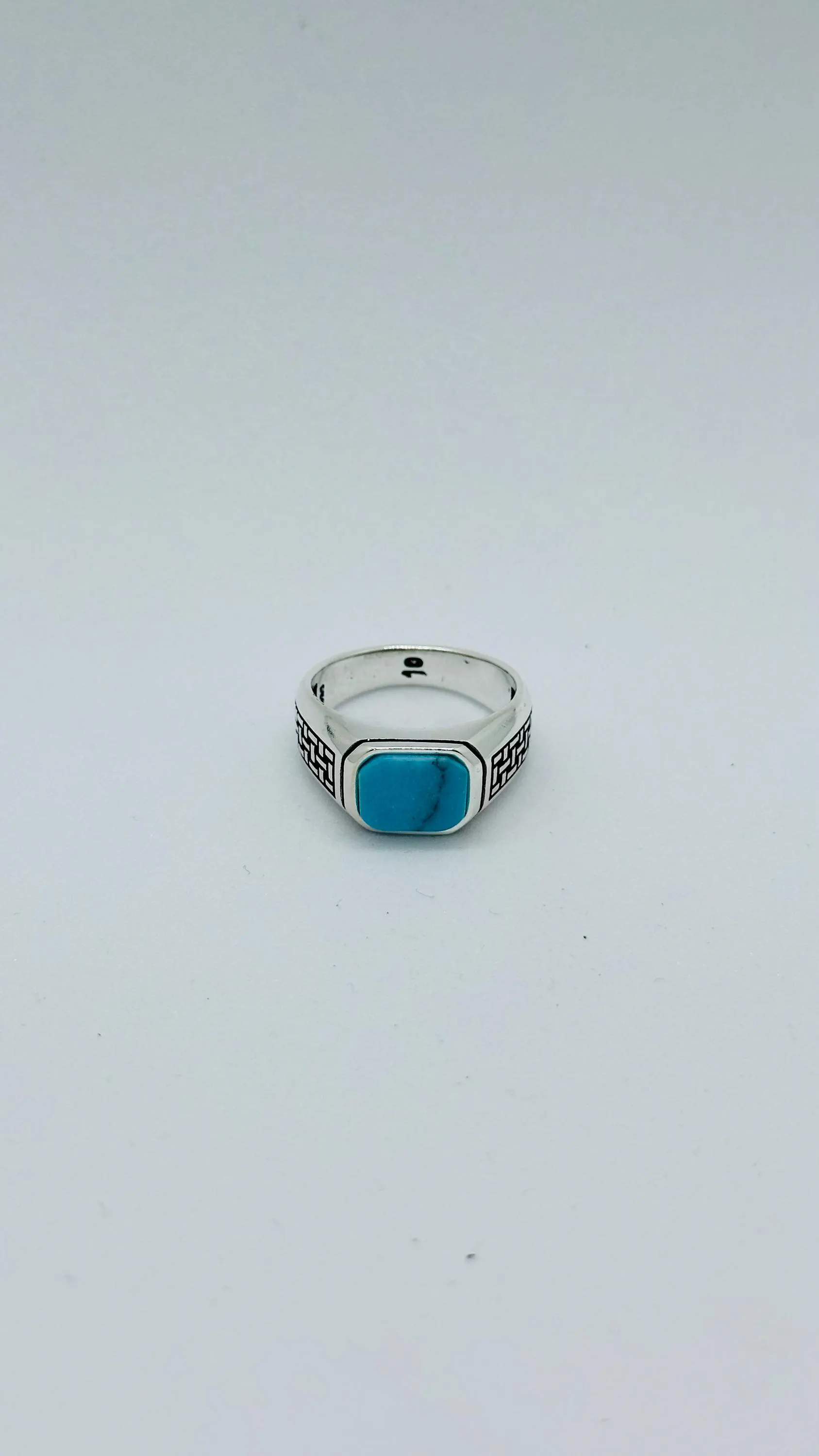Turquoise Stone Silver Men’s Ring, Modern Gift for Him, Fathers Day Gift - image 3