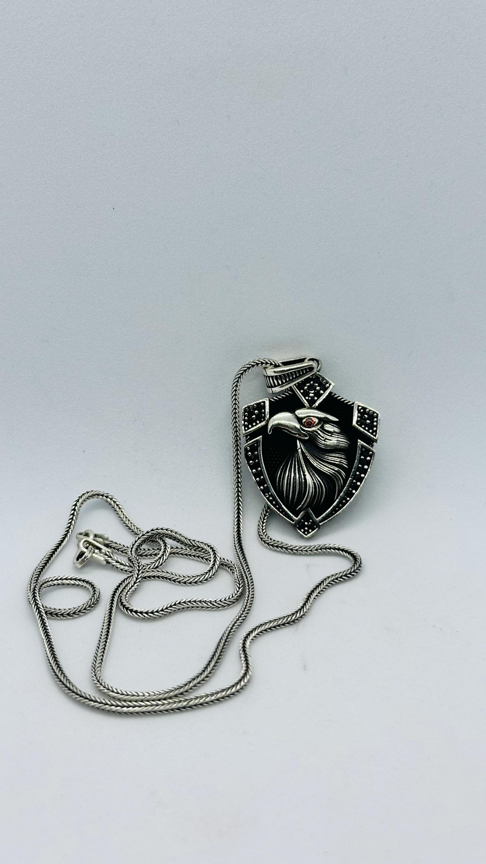 Fathers Day  Eagle Pendant Necklace, 925 Silver Shield Eagle Gift for Men - image 4