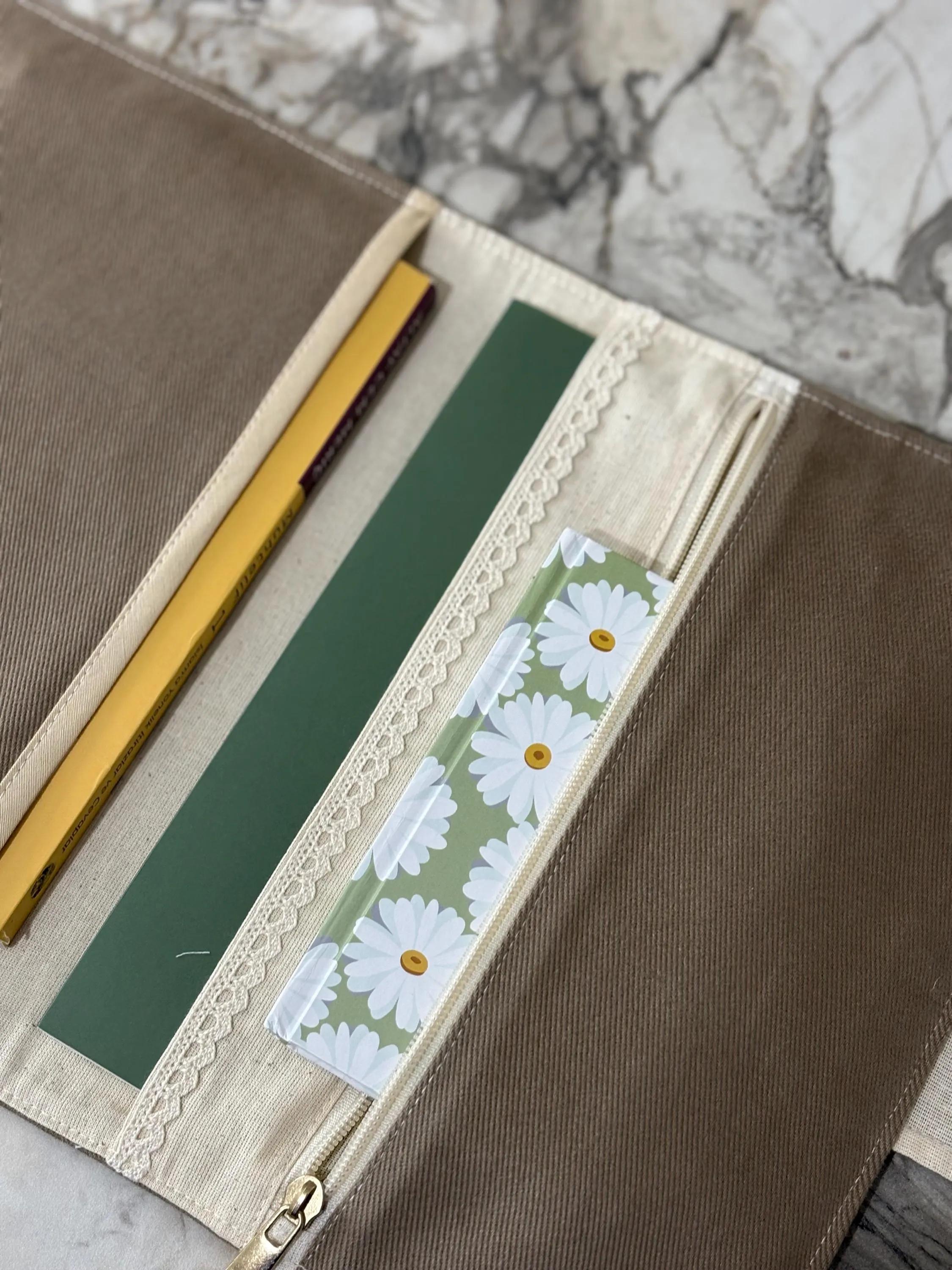 Canvas Fabric Book Sleeve A5 Planner-Journal Case & Pen Holder