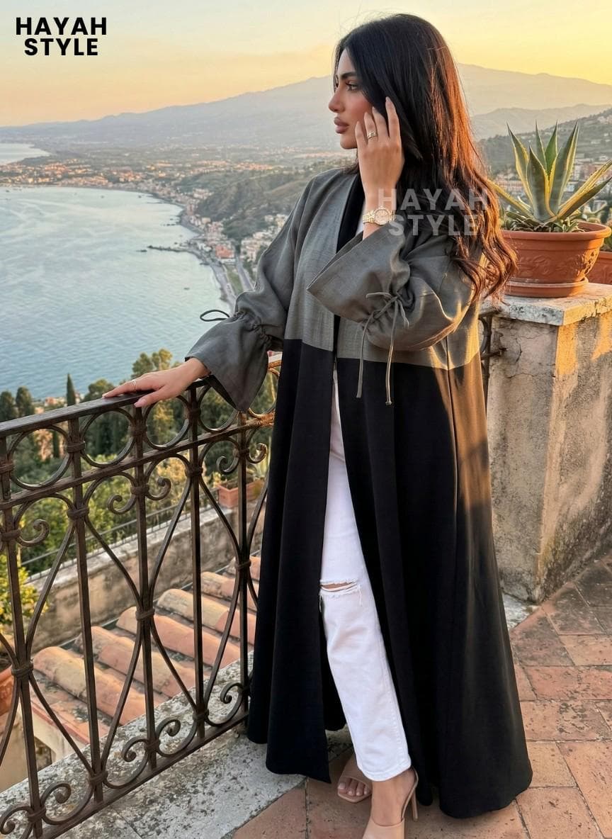 Elegant Open Abaya: Muslim Women Dress, Dubai Style Abaya, Classy Flared Sleeves, Eid Outfit - image 3
