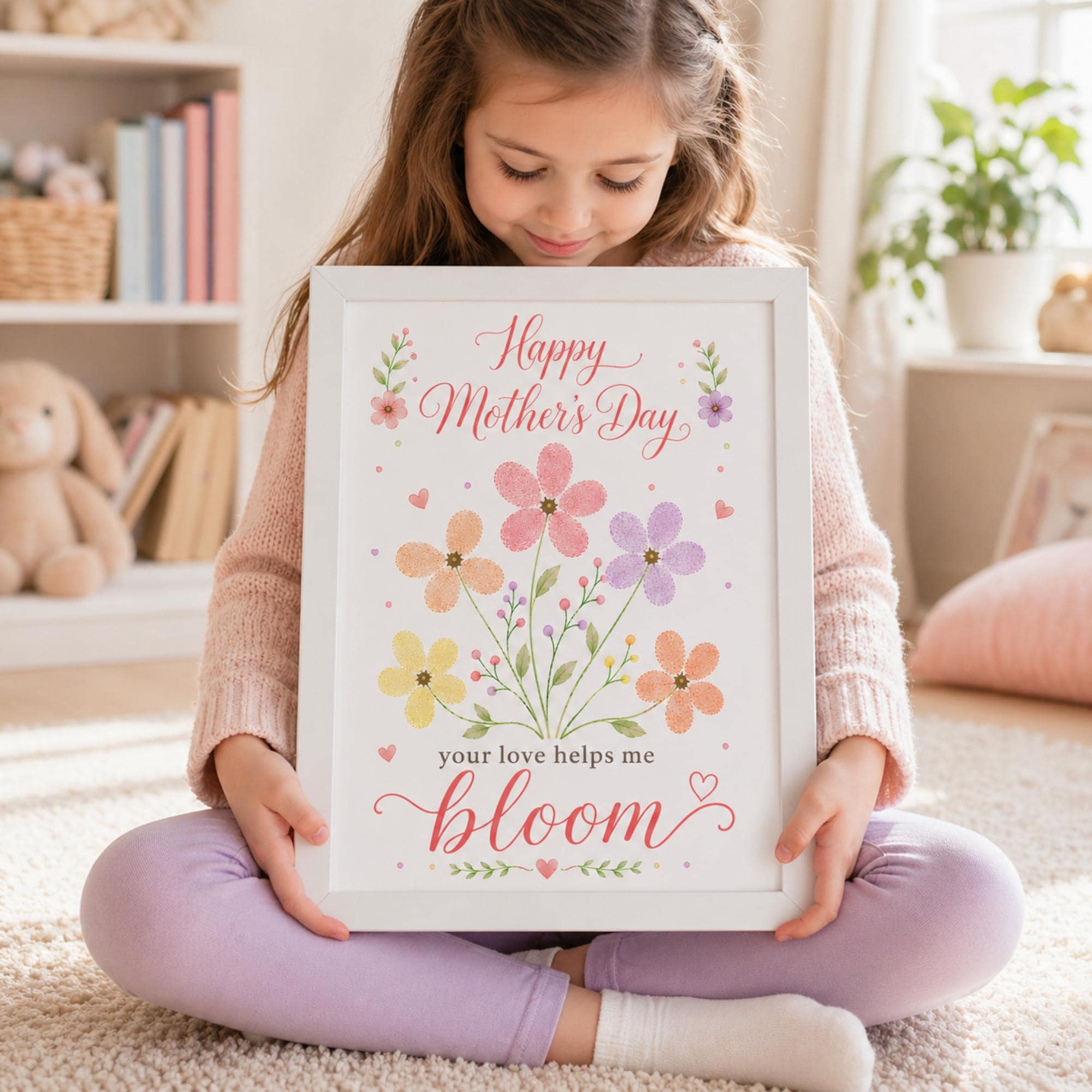 Mother’s Day Handprint Flower Printable, Fingerprint Art Craft for Kids, You Help Me Bloom, DIY Baby Toddler Gift for Mom,Preschool Activity - image 5