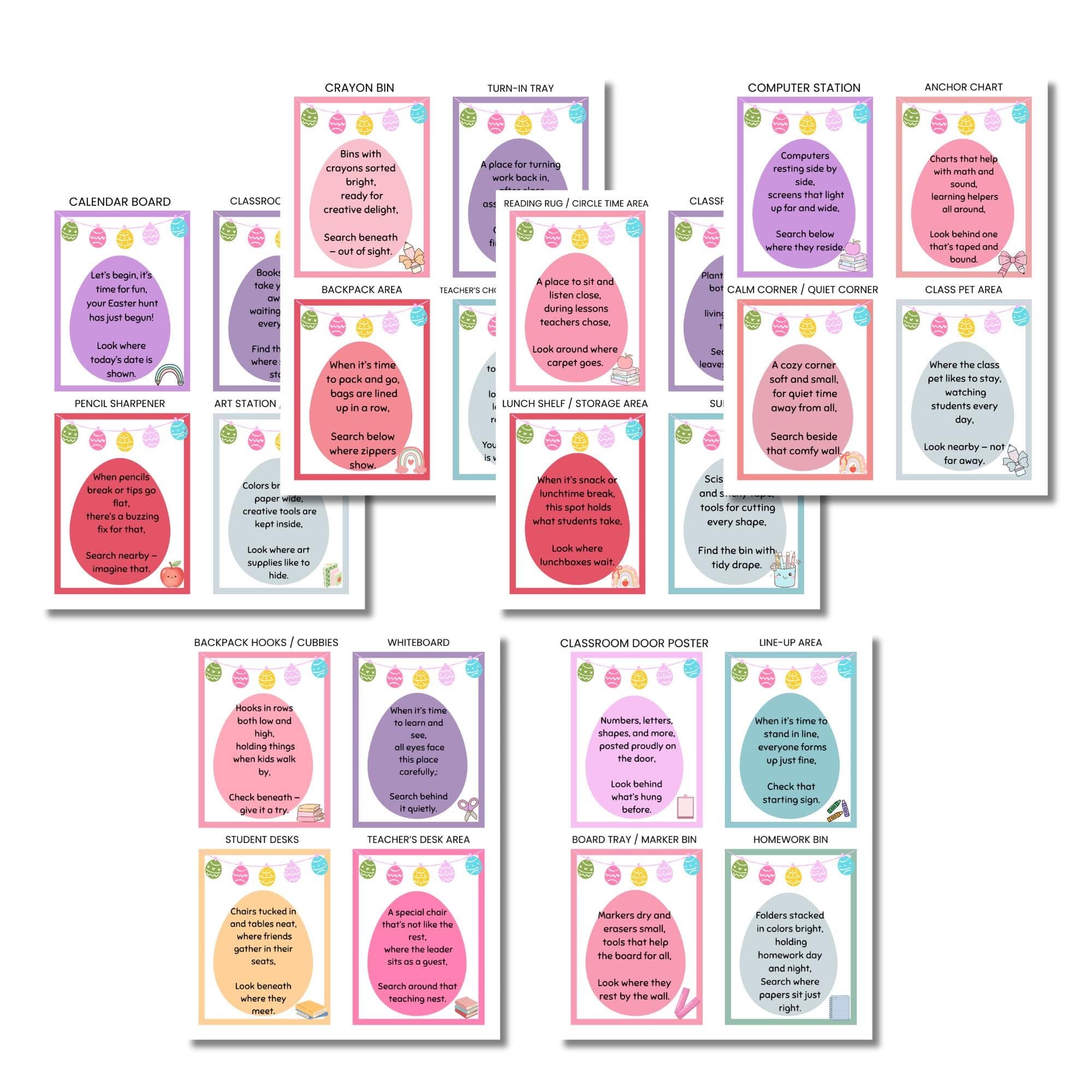 Classroom Easter Treasure Hunt Clues Printable | School Easter Scavenger Hunt for Students| Easter Egg Hunt | Elementary Class Activity - image 3