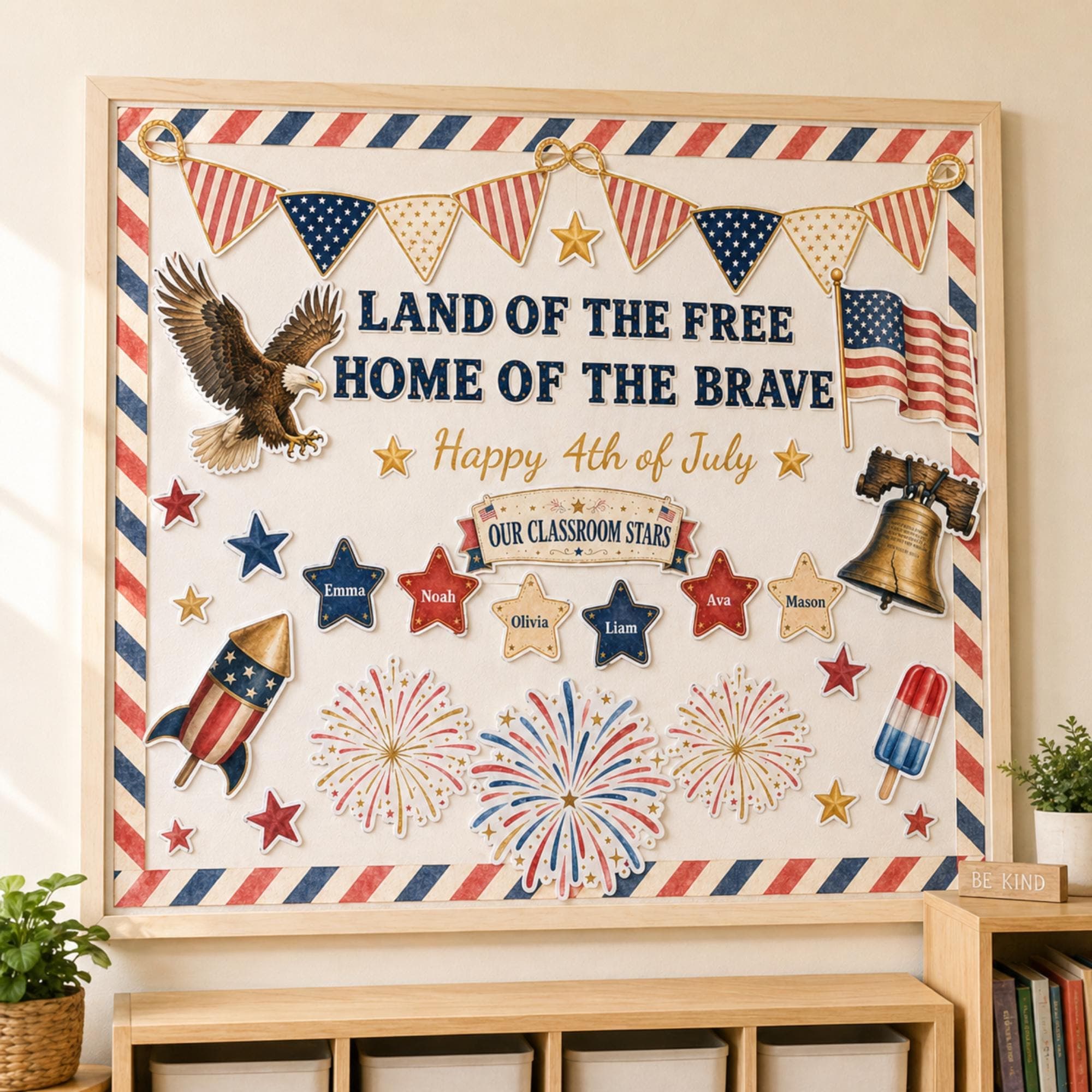4th of July Bulletin Board Kit | Patriotic Classroom Decor | Independence Day Door Display | Summer Classroom | Editable Student Name Stars - image 3