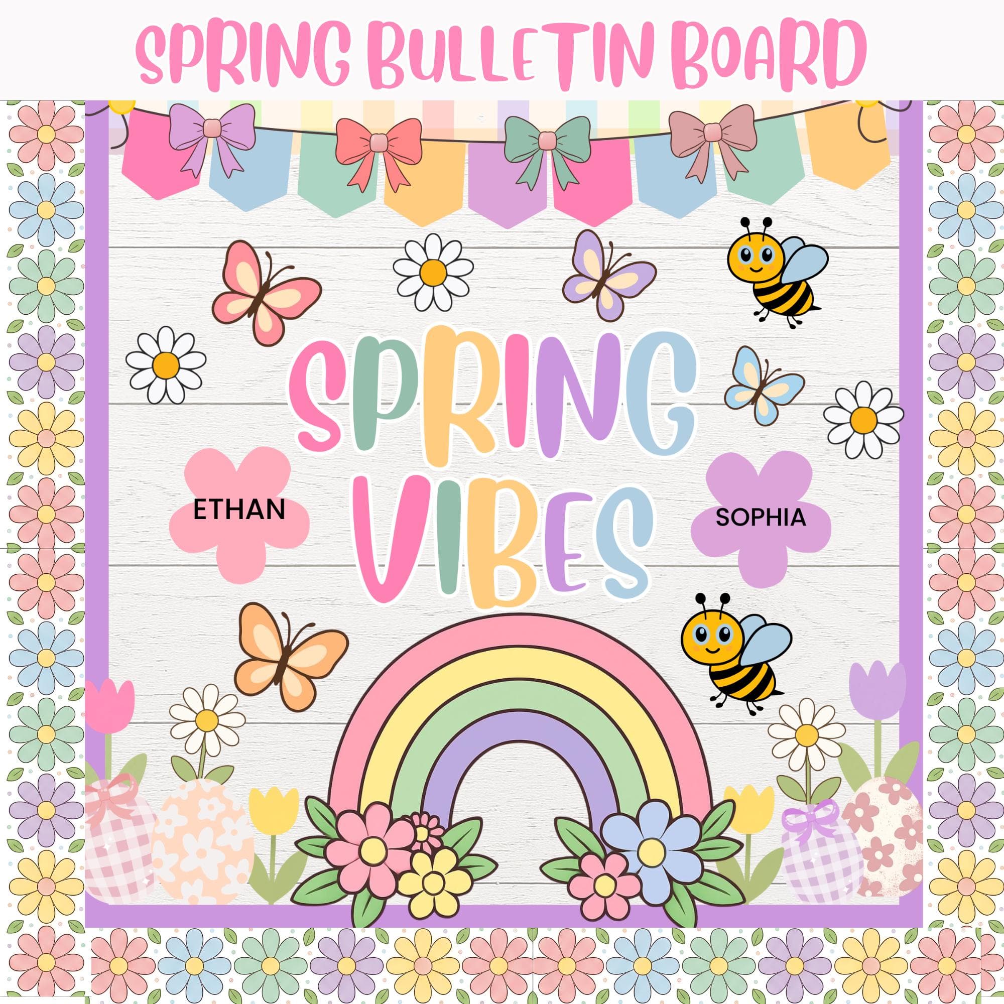 Spring Bulletin Board Kit | Spring Classroom Decor | Hello Spring | March April Classroom Decor | Printable Classroom Bulletin Board