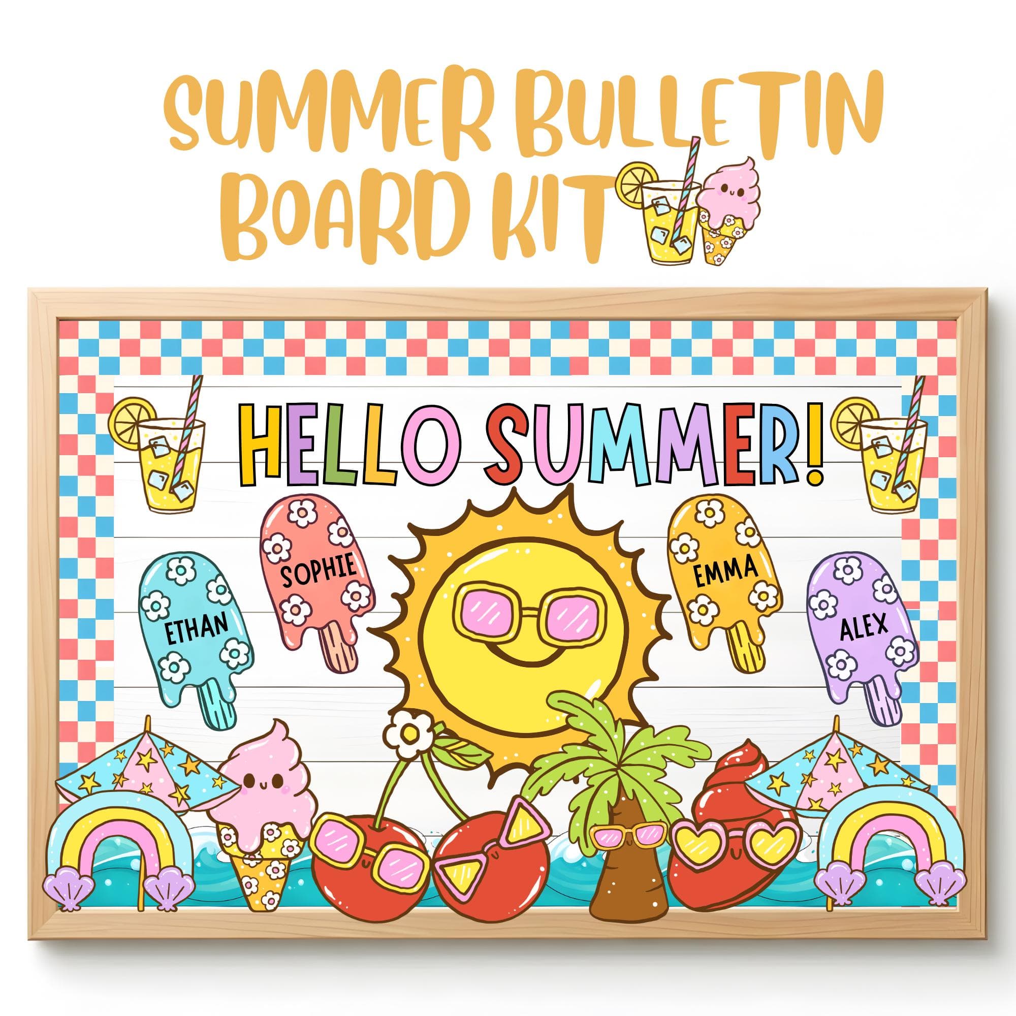 Summer Bulletin Board Kit | Retro End of Year Classroom Decor | In Our Summer Era | Sunshine Bulletin Board | May June Door Decoration