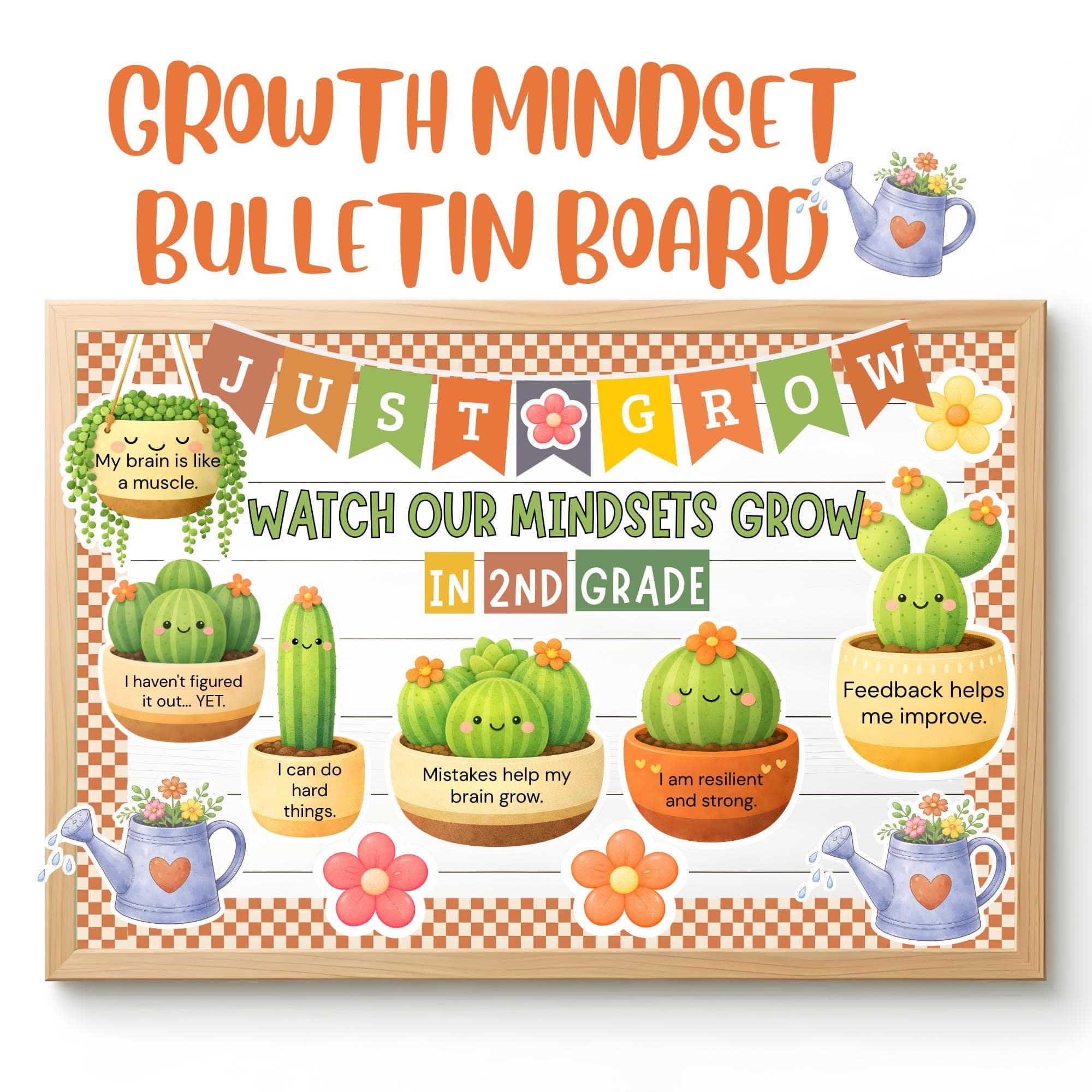 Growth Mindset Bulletin Board Kit Printable, SEL Classroom Decor, Editable Canva Positive Affirmations, SEL Posters, Back to School Display