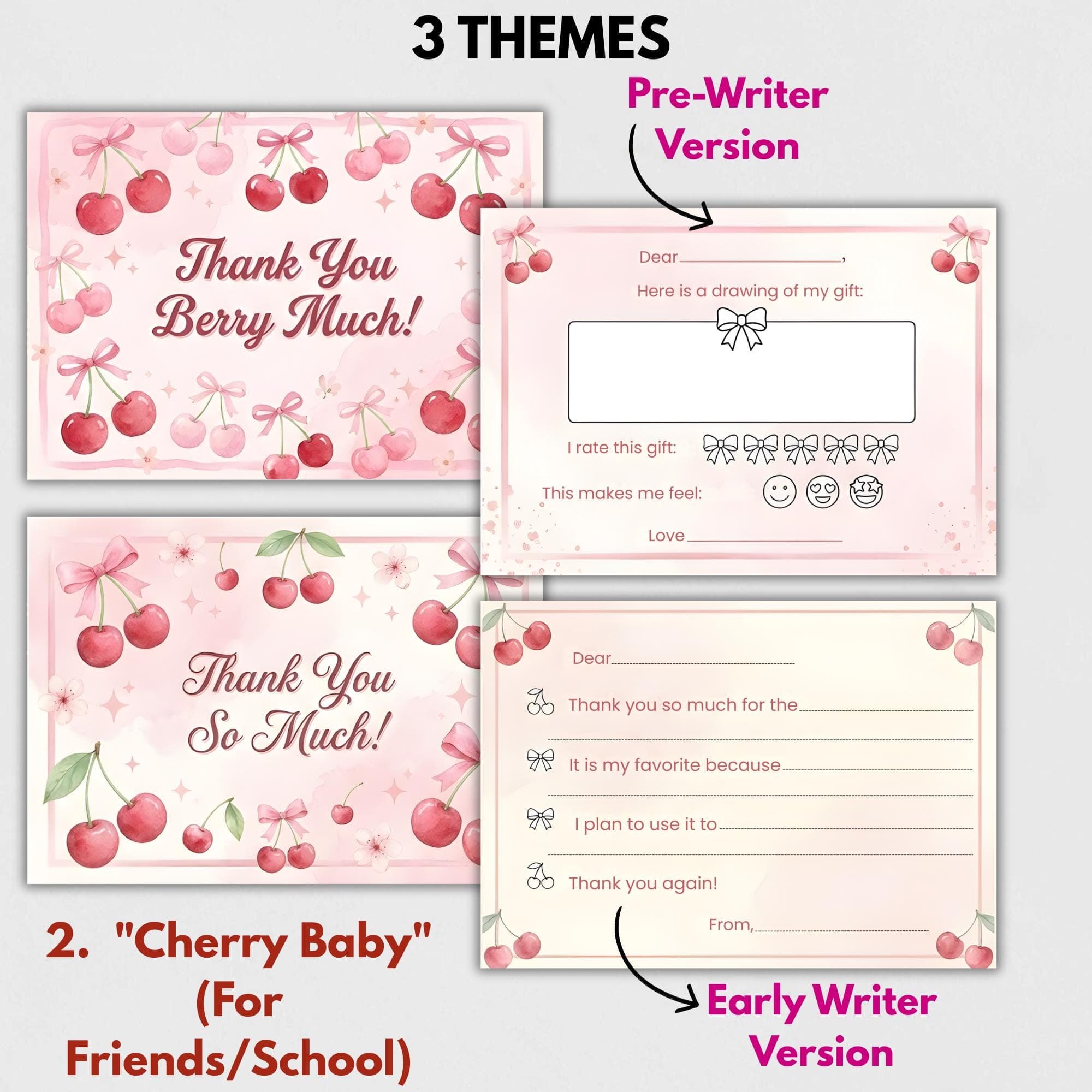 Thank You Note For Kids, Instant Download, Birthday Thank You Cards, Fill In The Blank,Aesthetic and Colorful Design, Gift Card,Girl's Cards - image 5