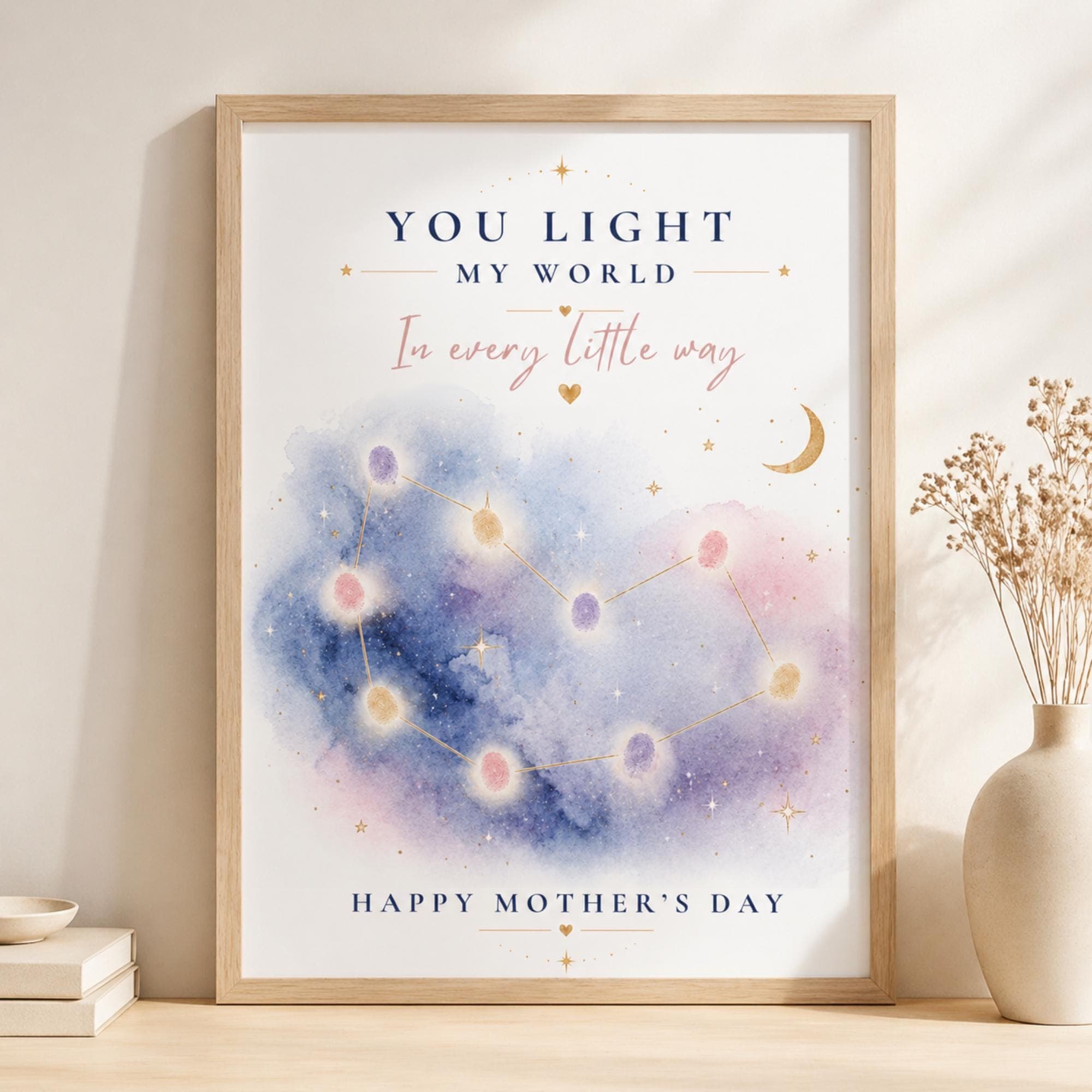 Mother's Day Fingerprint Craft, Handprint Keepsake, Gift for Mom, Toddler Activity, Preschool DIY, Galaxy Constellation Art, Star Printable - image 4