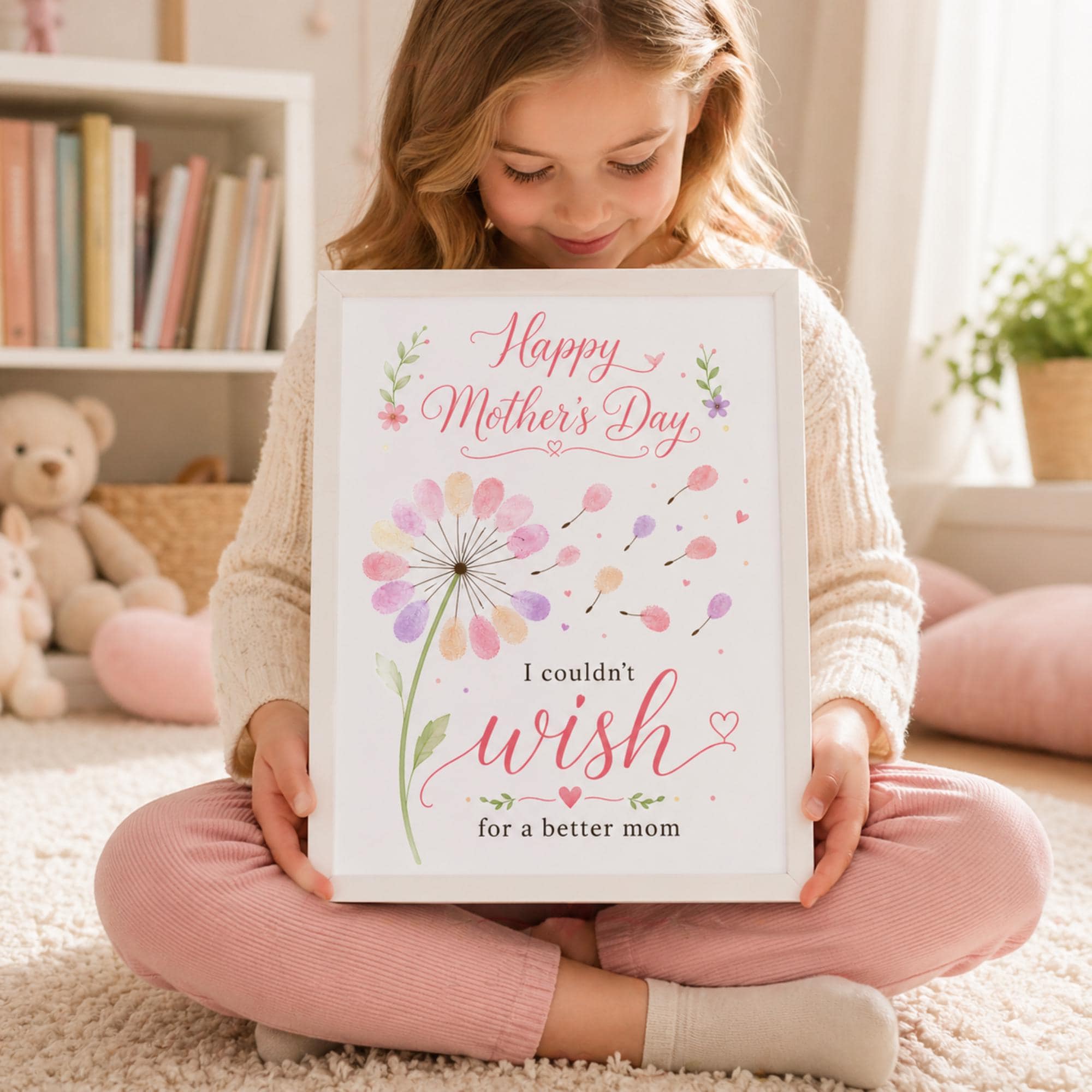 Mother’s Day Fingerprint Flower Printable, DIY Baby Toddler Craft, Handprint Dandelion Art, Kids Craft Gift, Mother's Day Keepsake Poster - image 5