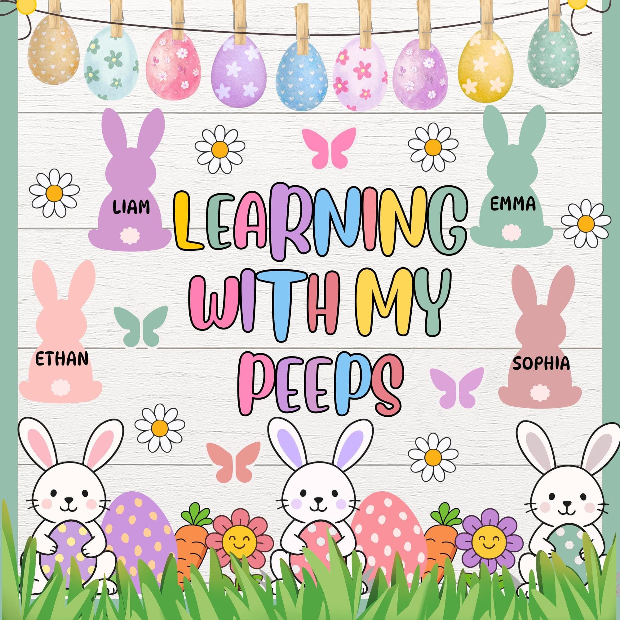 Easter Bulletin Board Kit | Printable March April Classroom Decor | Spring Classroom Decor | Spring Bulletin Board | Editable Student Names - image 5
