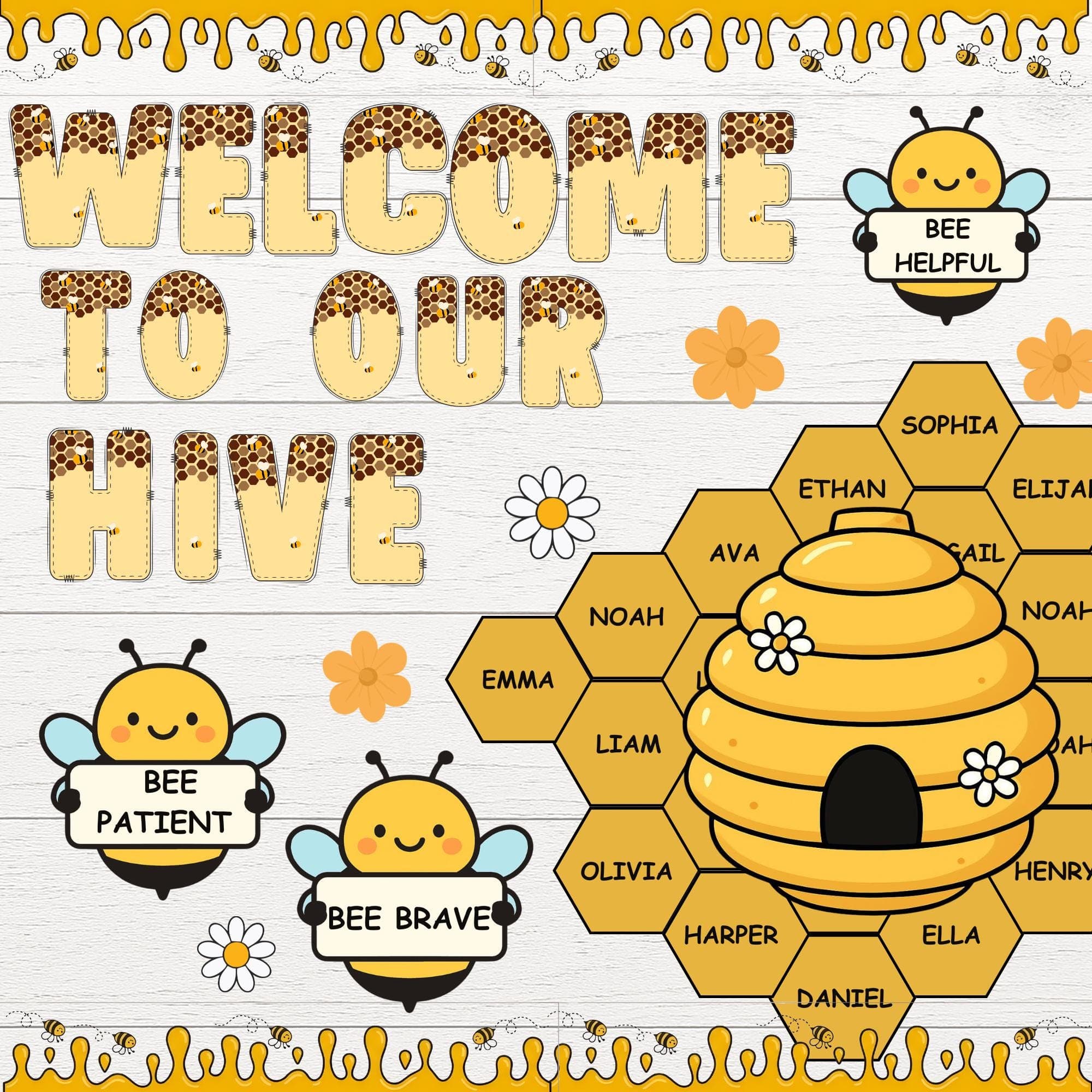 Bee Kind Bulletin Board Kit, kindness SEL Bulletin Board, Welcome To Our Hive Back To School Decor, Spring Classroom Decor, April Door Decor - image 5