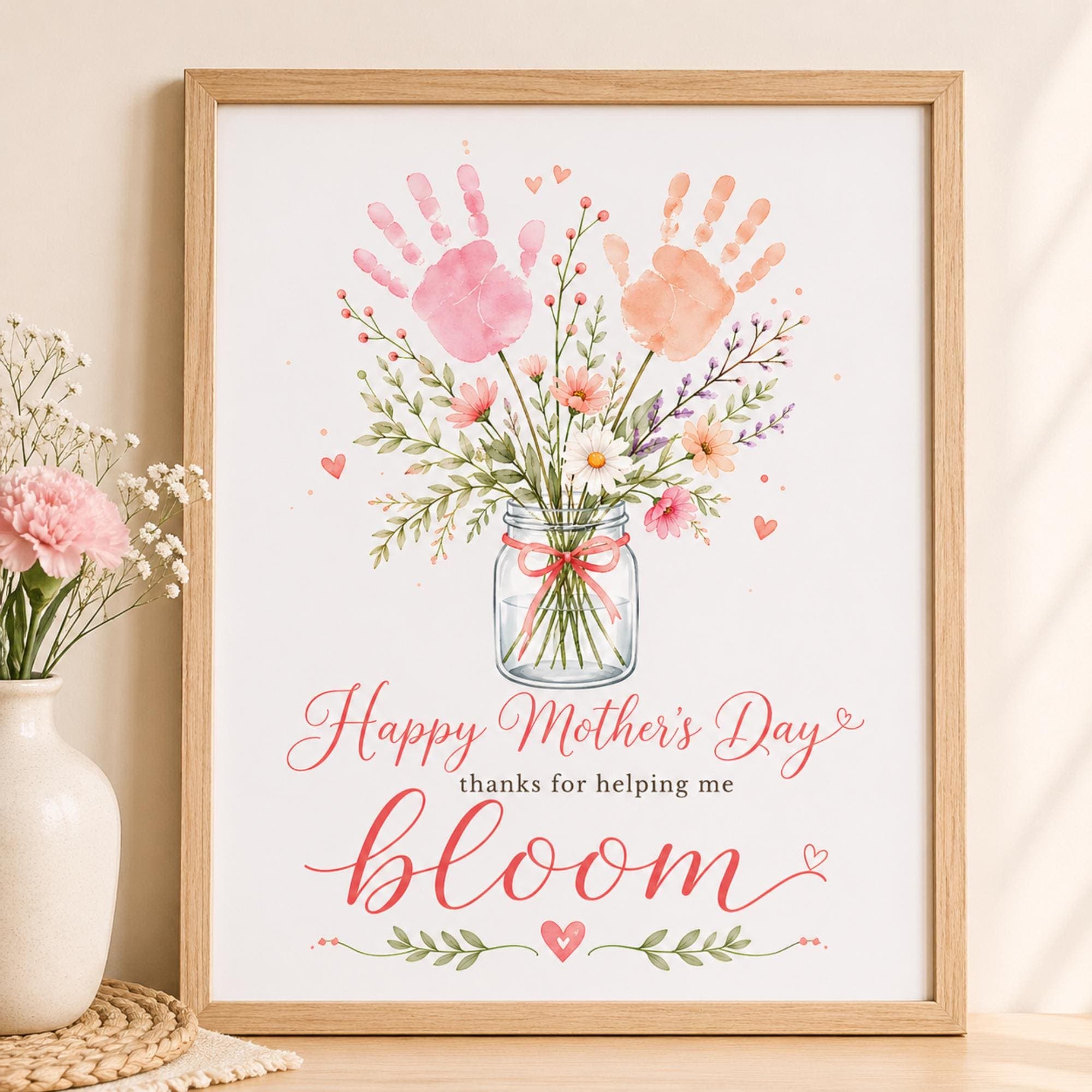 Mother’s Day Handprint Flower Printable, You Help Me Bloom Poster, Kids Handprint Craft Gift for Mom, DIY Keepsake, Instant Download - image 5