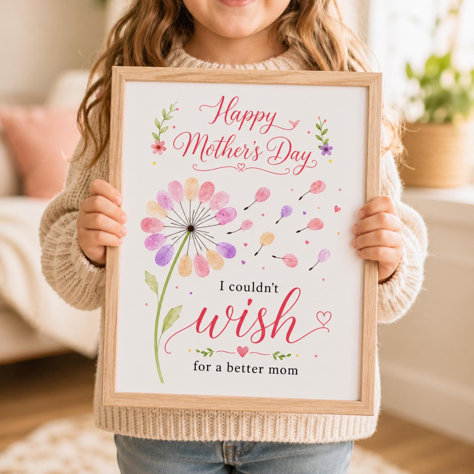 Mother’s Day Fingerprint Flower Printable, DIY Baby Toddler Craft, Handprint Dandelion Art, Kids Craft Gift, Mother's Day Keepsake Poster - image 3