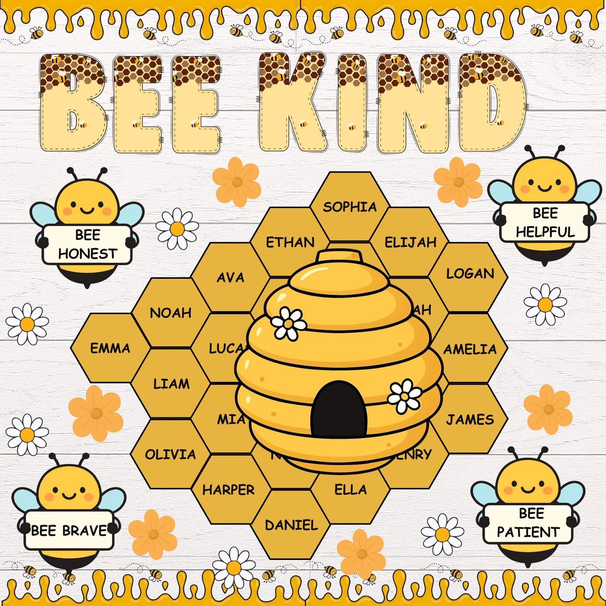 Bee Kind Bulletin Board Kit, kindness SEL Bulletin Board, Welcome To Our Hive Back To School Decor, Spring Classroom Decor, April Door Decor - image 4