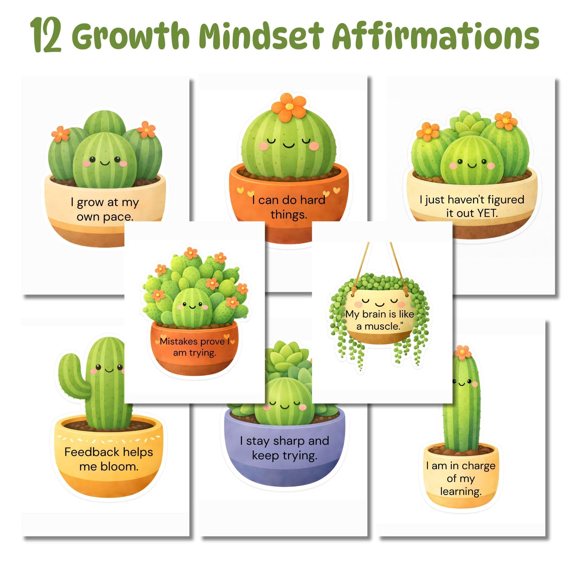 Growth Mindset Bulletin Board Kit Printable, SEL Classroom Decor, Editable Canva Positive Affirmations, SEL Posters, Back to School Display - image 5