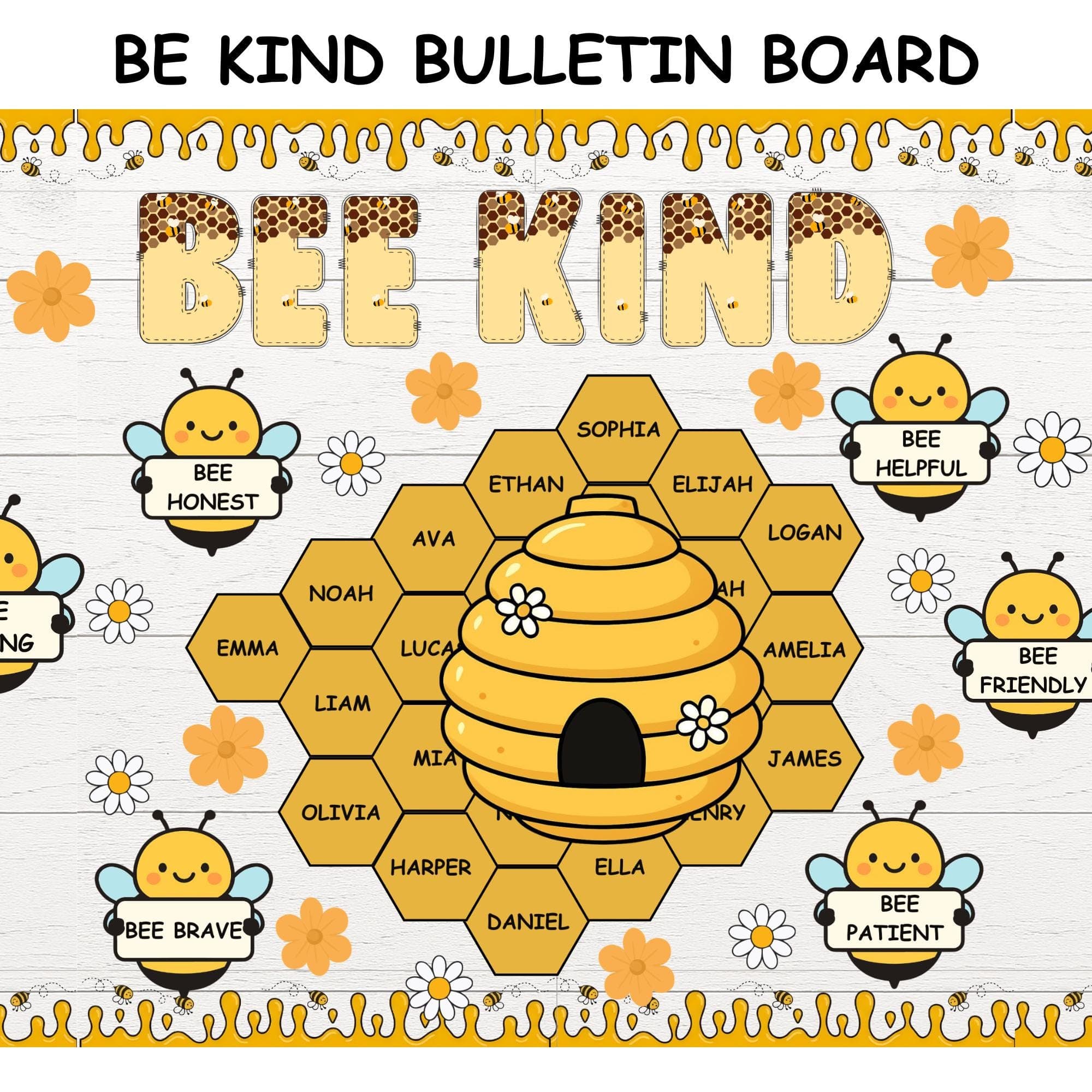 Bee Kind Bulletin Board Kit, kindness SEL Bulletin Board, Welcome To Our Hive Back To School Decor, Spring Classroom Decor, April Door Decor