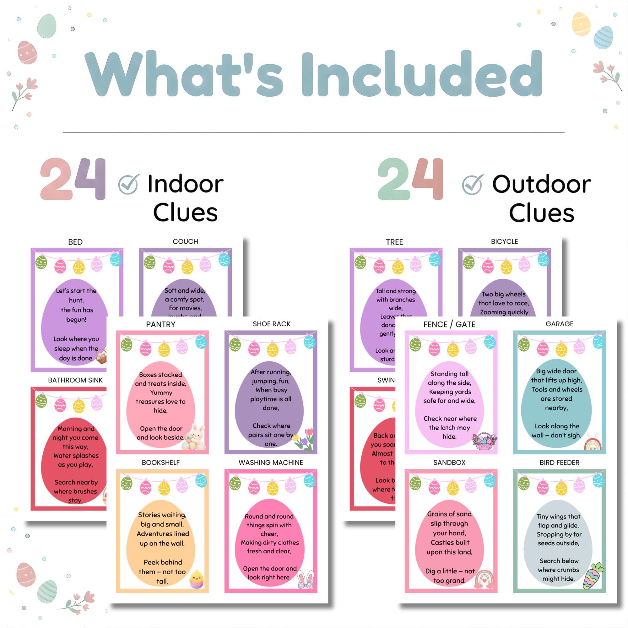 Easter Treasure Hunt Clues Printable | Indoor Outdoor Easter Scavenger Hunt for Kids | Easter Egg Hunt | Kids Treasure | Hunt Easter Clues - image 3