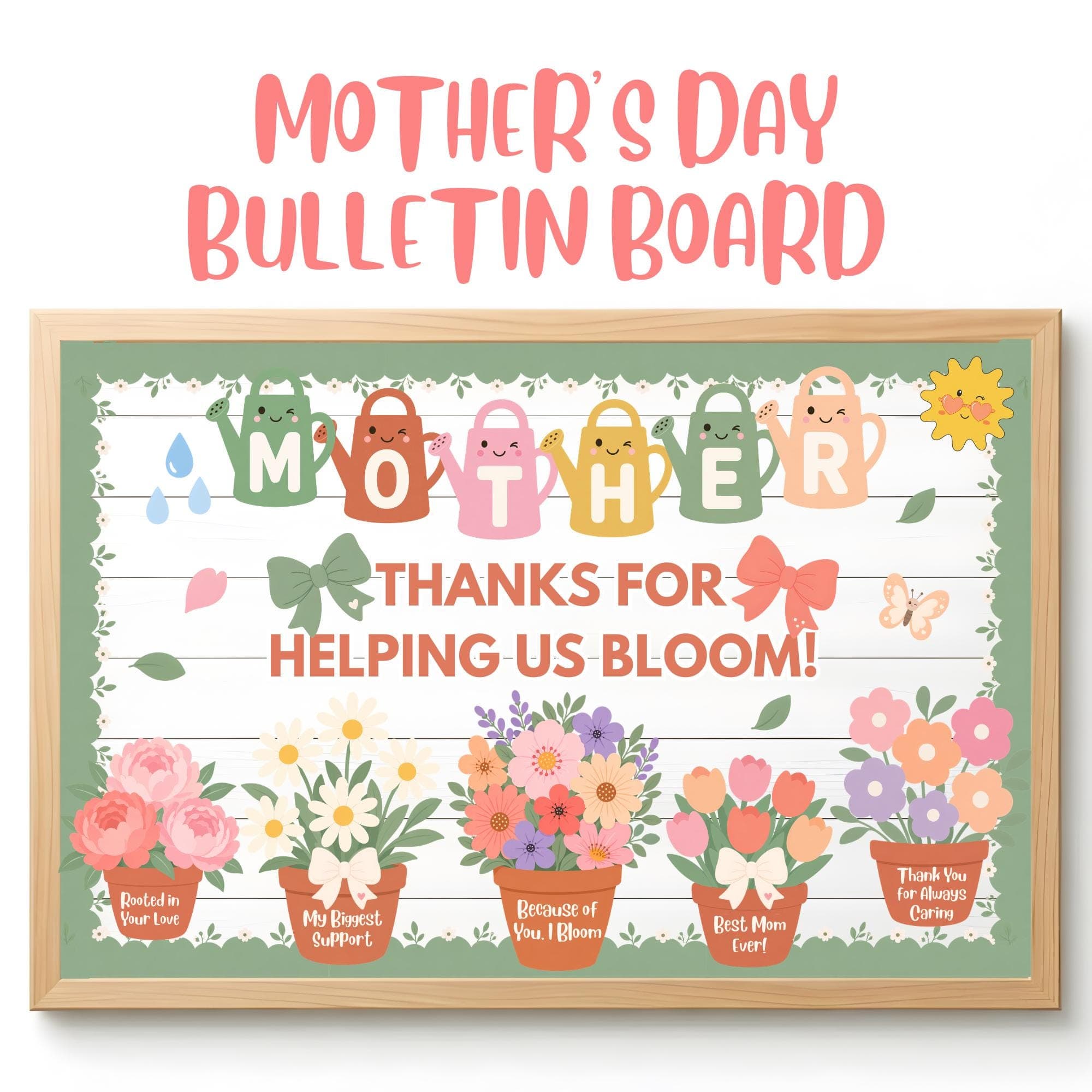Mothers Day Bulletin Board Kit, You Help Us Bloom, Spring Classroom Decor, Editable Flower Pots, Teacher Door Decor, May Bulletin Board