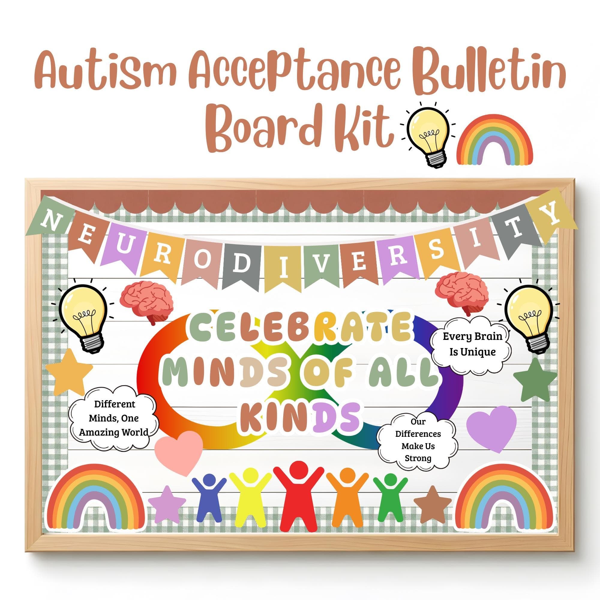Autism Acceptance Bulletin Board Kit, Celebrate Minds of All Kinds, Neurodiversity Classroom Decor, April Autism Spectrum Awareness