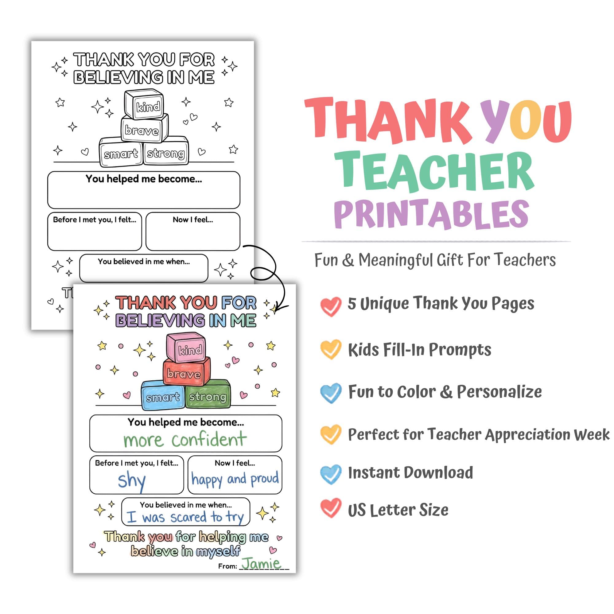 Teacher Appreciation Printable, Teacher Thank You Coloring page Gift, All About My Teacher, End of the School Year Gift for Teacher Survey - image 4