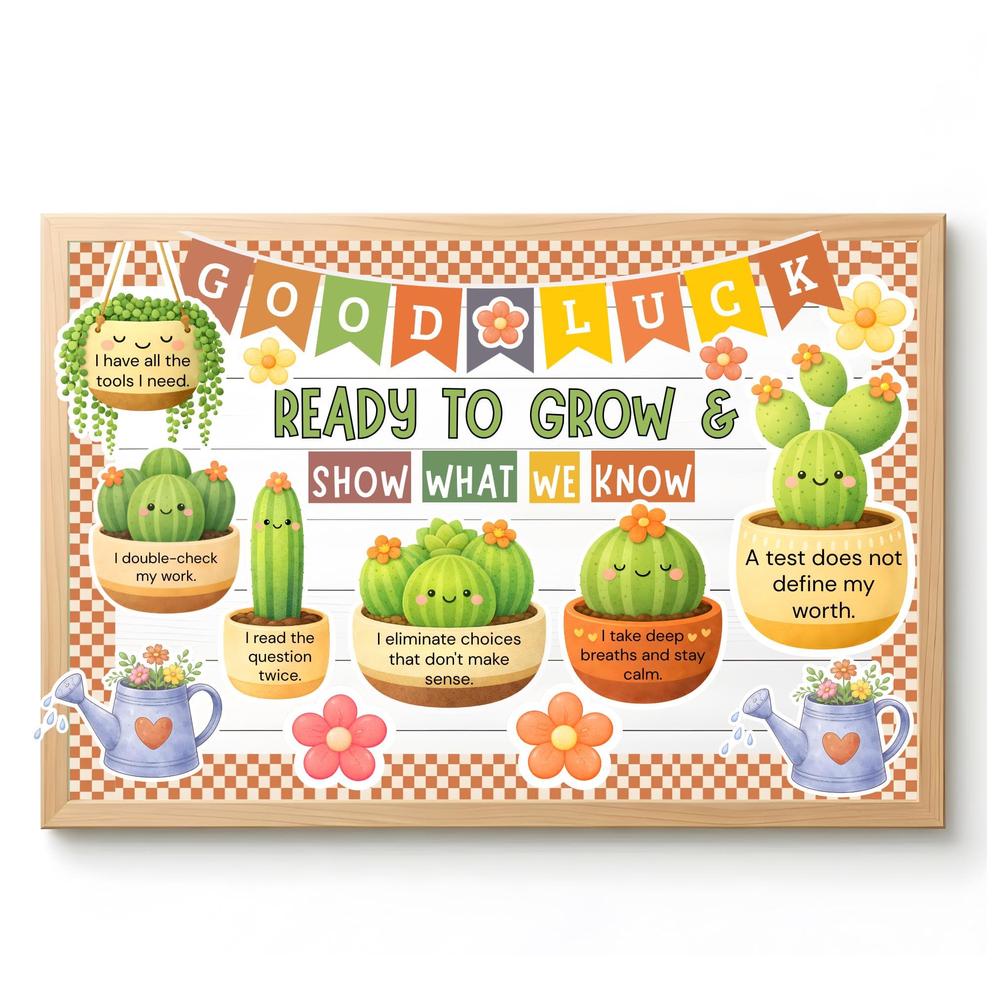 Testing Bulletin Board Kit, Cactus Classroom Decor, Growth Mindset Posters, Test Motivation Printable, End of Year Bulletin board Display - image 4