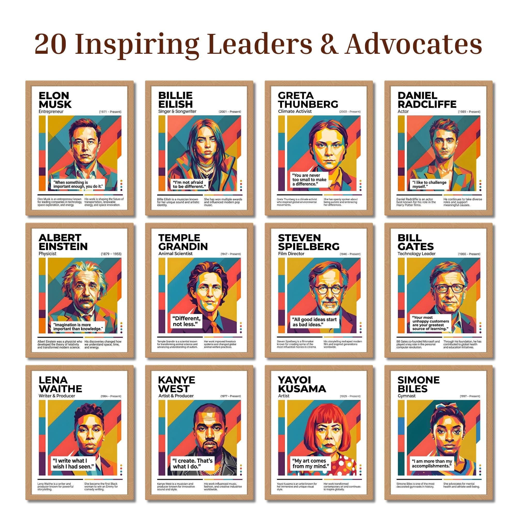 Famous Neurodivergent Role Model Posters 2026, 20 Inspiring Leader Biographies, Autism ADHD Awareness Art, Classroom Bulletin Board Set - image 3
