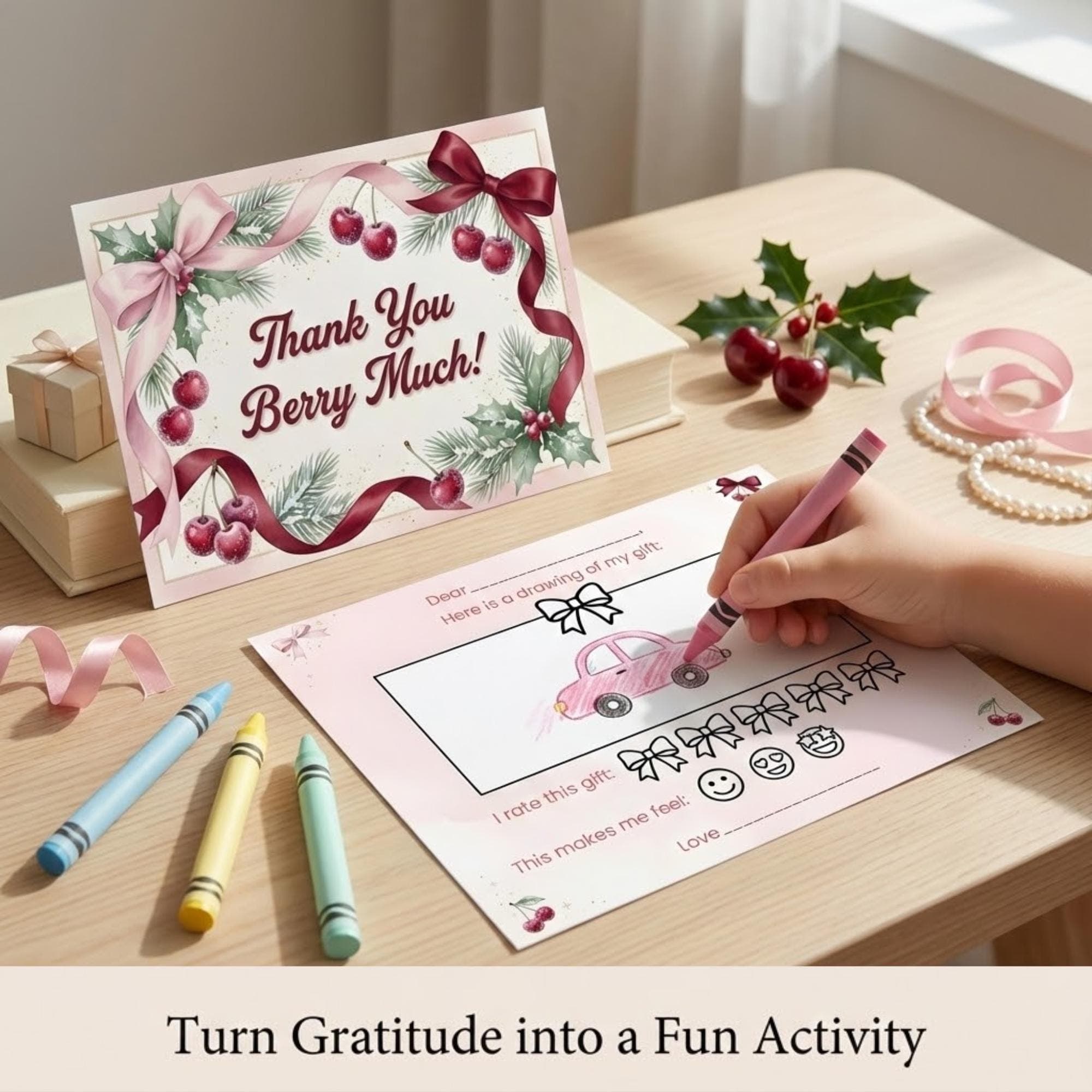 Thank You Note For Kids, Instant Download, Birthday Thank You Cards, Fill In The Blank,Aesthetic and Colorful Design, Gift Card,Girl's Cards - image 3