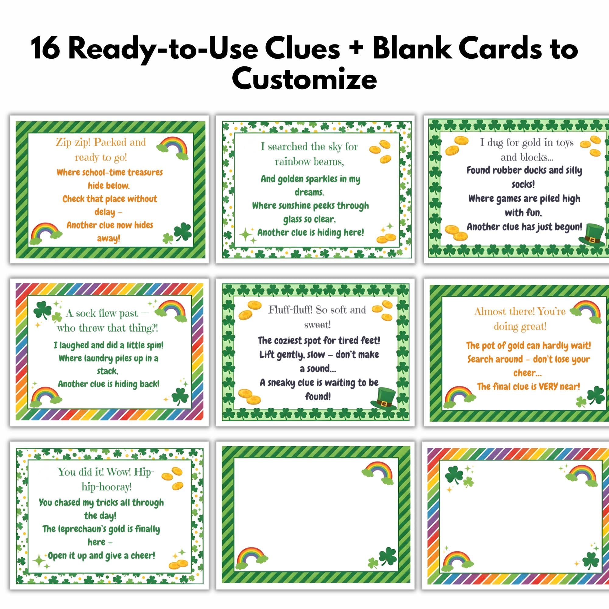St. Patrick's Day Scavenger Hunt for Kids, Indoor Leprechaun Treasure Hunt Clues, Editable Canva Template, 2026 Party Game Kids Activity - image 5