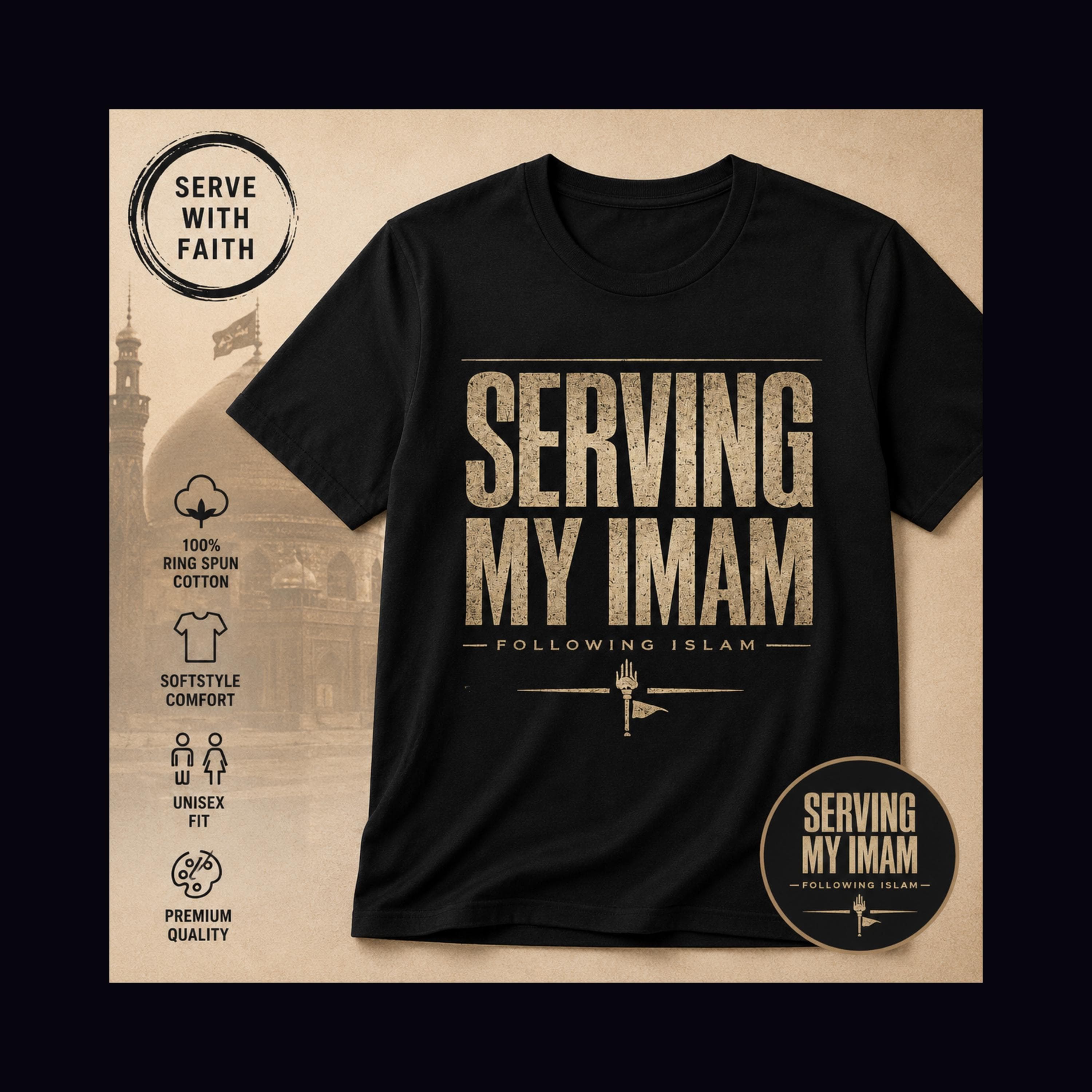 Shia Shirt, 100% Ring-Spun Cotton Softstyle T-Shirt, Serving My Imam Design